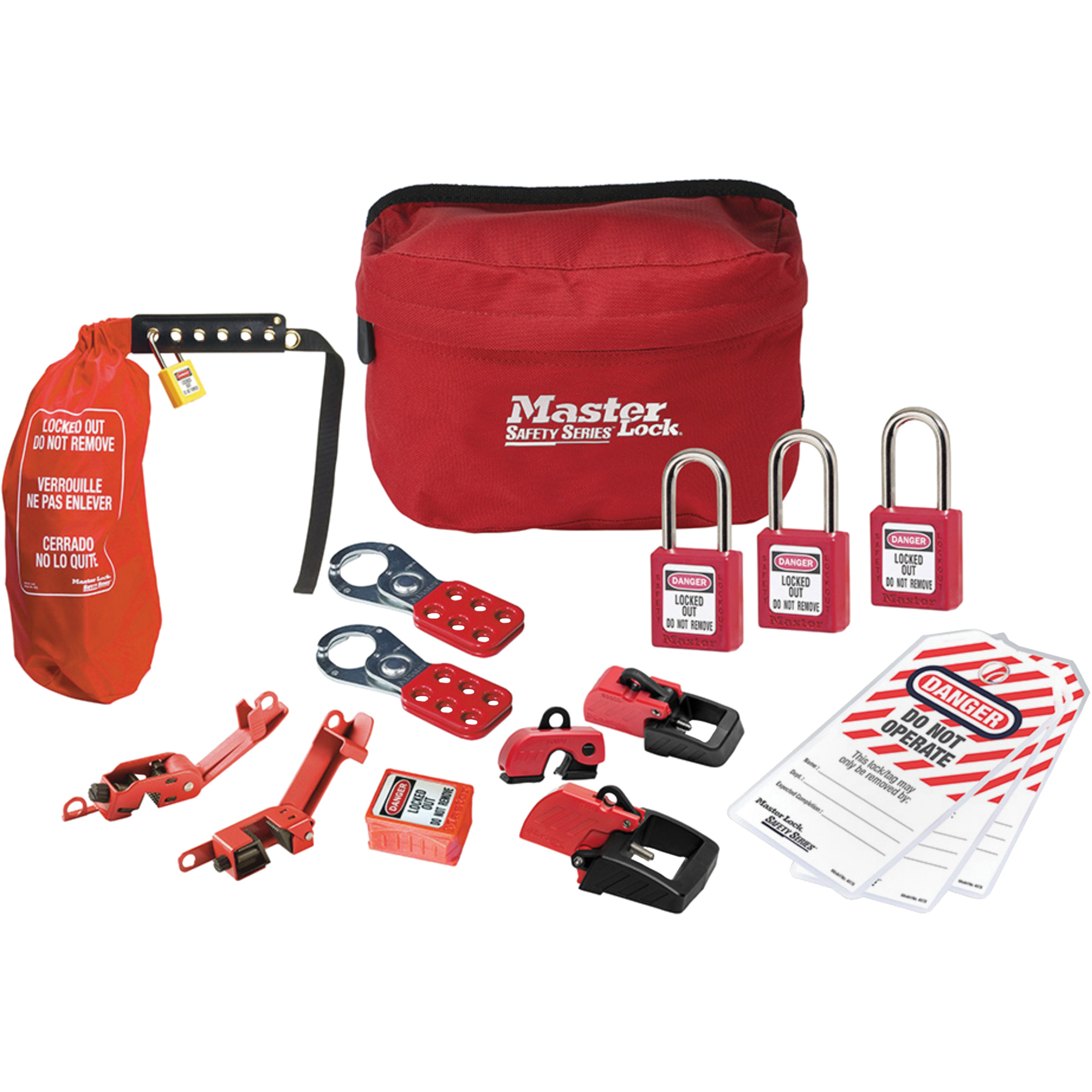 Trousse de cadenassage avec cadenas en thermoplastique de qualité supérieure ZenexMC, Ensemble Électrique, 16 composants compris