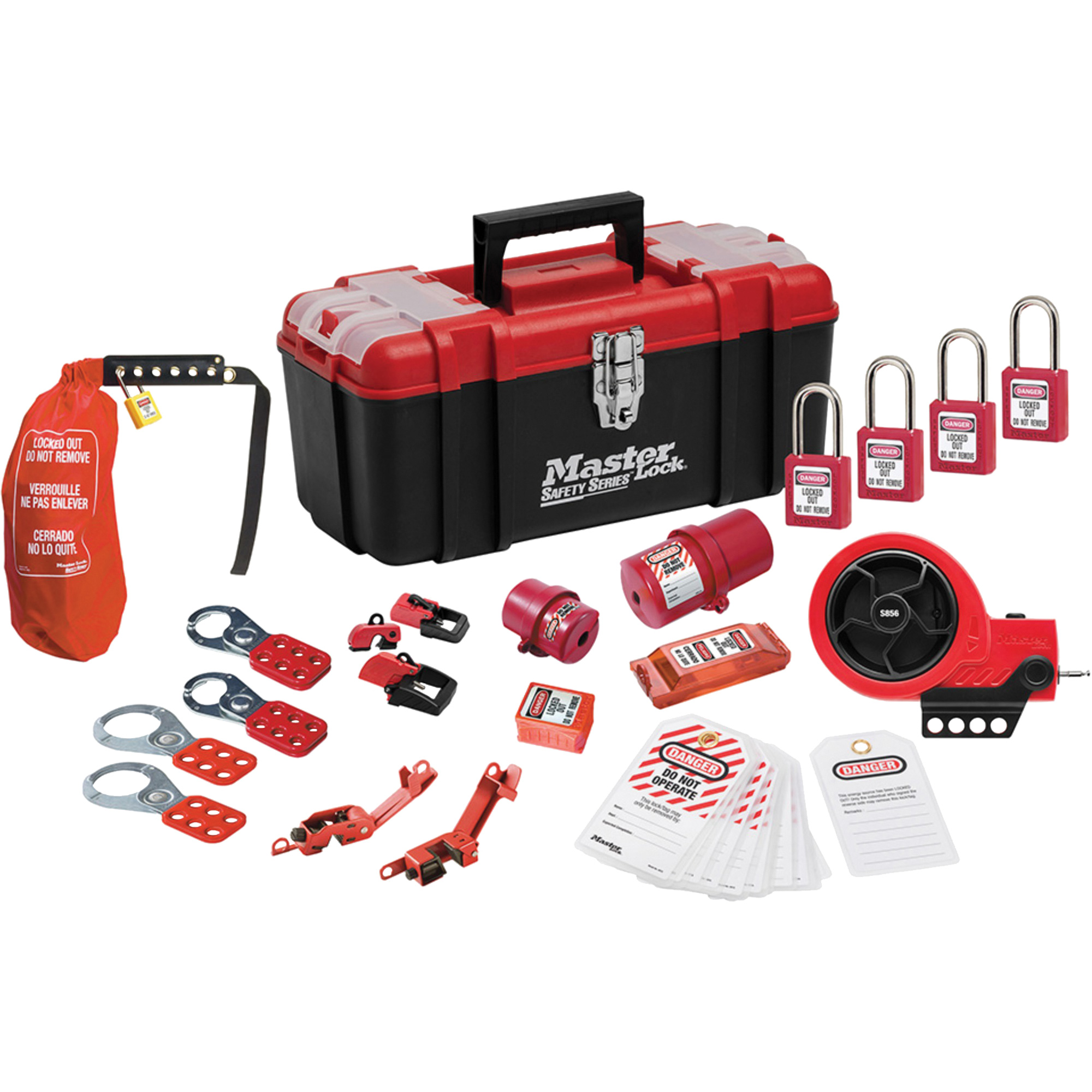 Trousse de cadenassage avec cadenas en thermoplastique de qualité supérieure ZenexMC, Ensemble Électrique, 21 composants compris