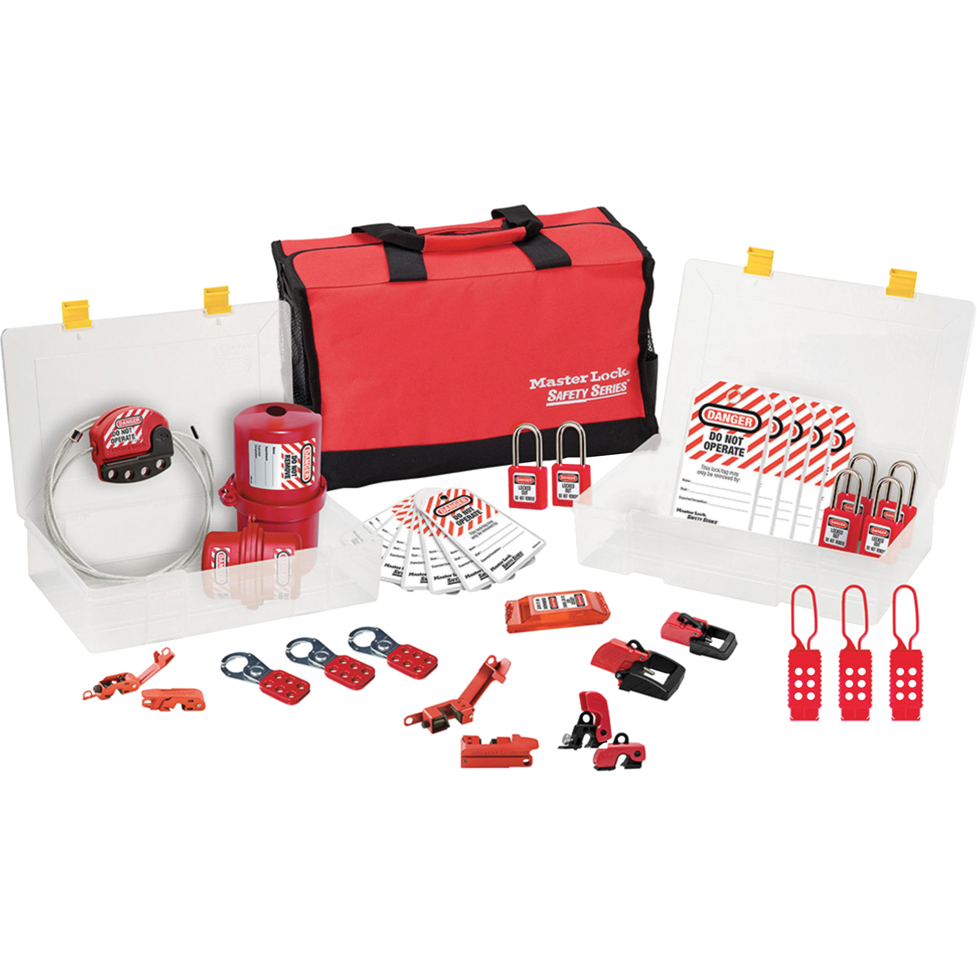 Trousse de cadenassage avec cadenas en thermoplastique de qualité supérieure ZenexMC, Ensemble Électrique, 27 composants compris