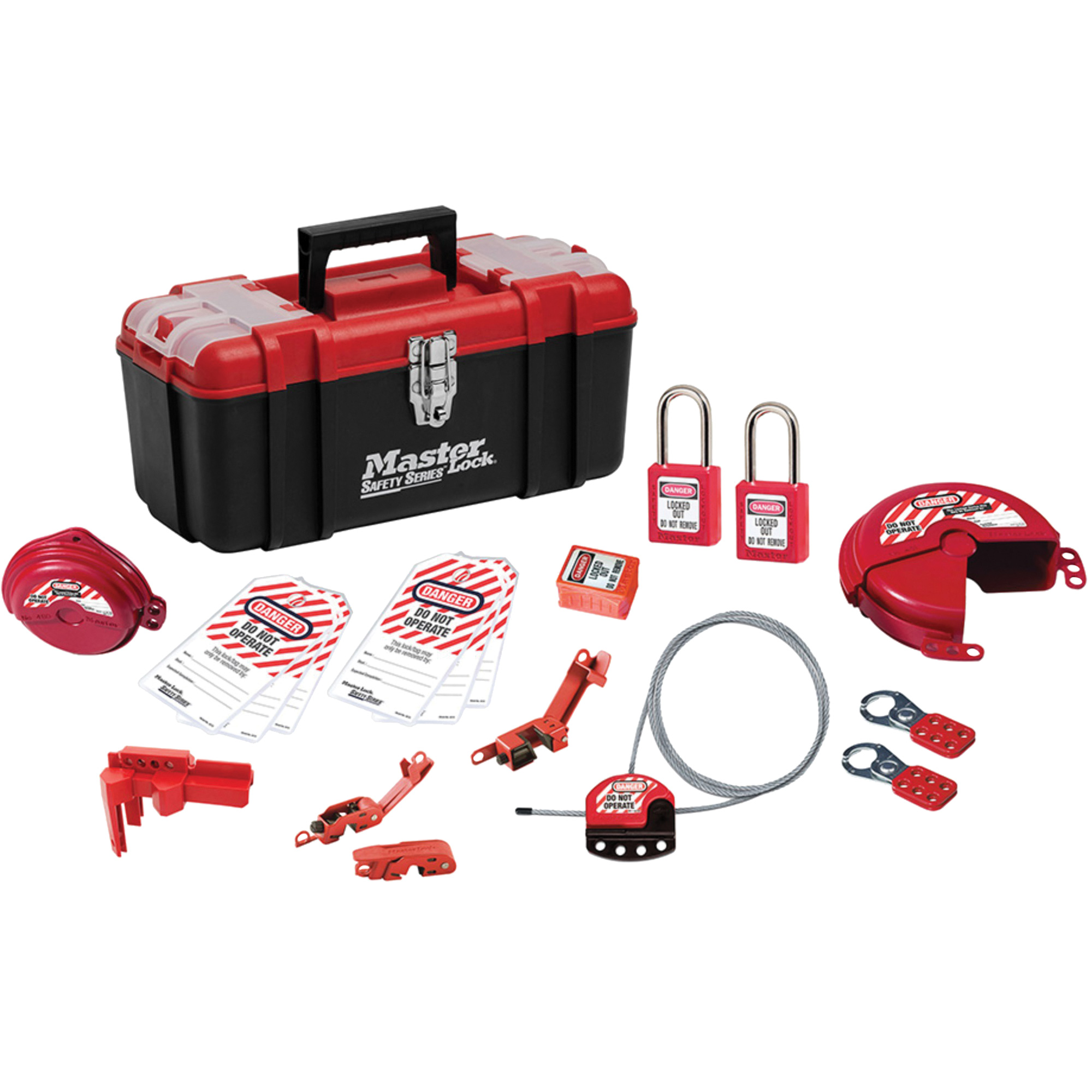 Trousse de cadenassage avec serrures en thermoplastique ZenexMC, Ensemble Électrique/Vanne, 19 composants compris