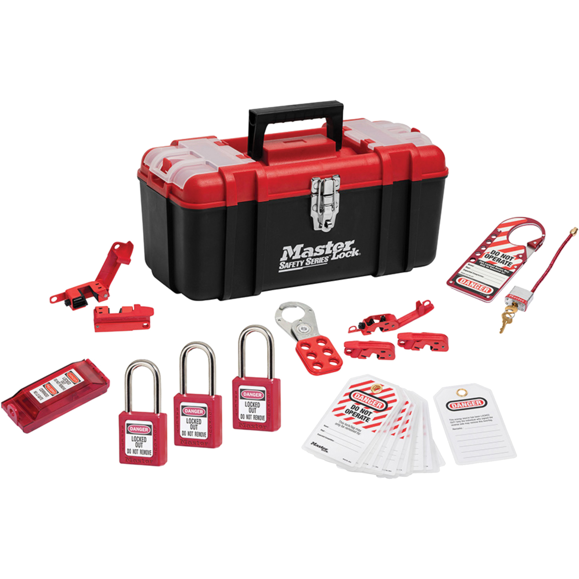 Trousse de cadenassage standard avec cadenas en thermoplastique ZenexMC, Ensemble Électrique, 14 composants compris
