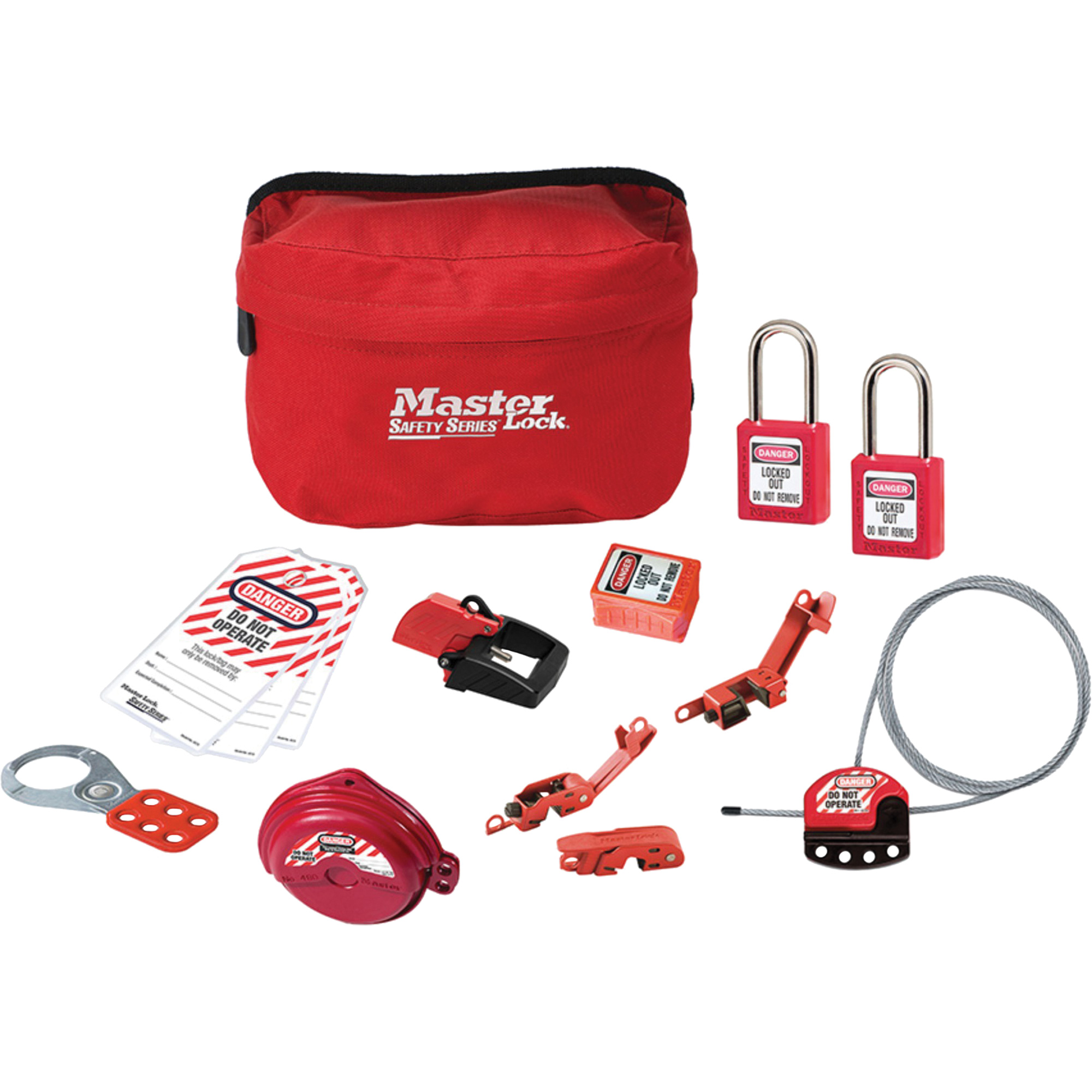 Trousse de cadenassage standard avec cadenas en thermoplastique ZenexMC, Ensemble Électrique/Vanne, 14 composants compris