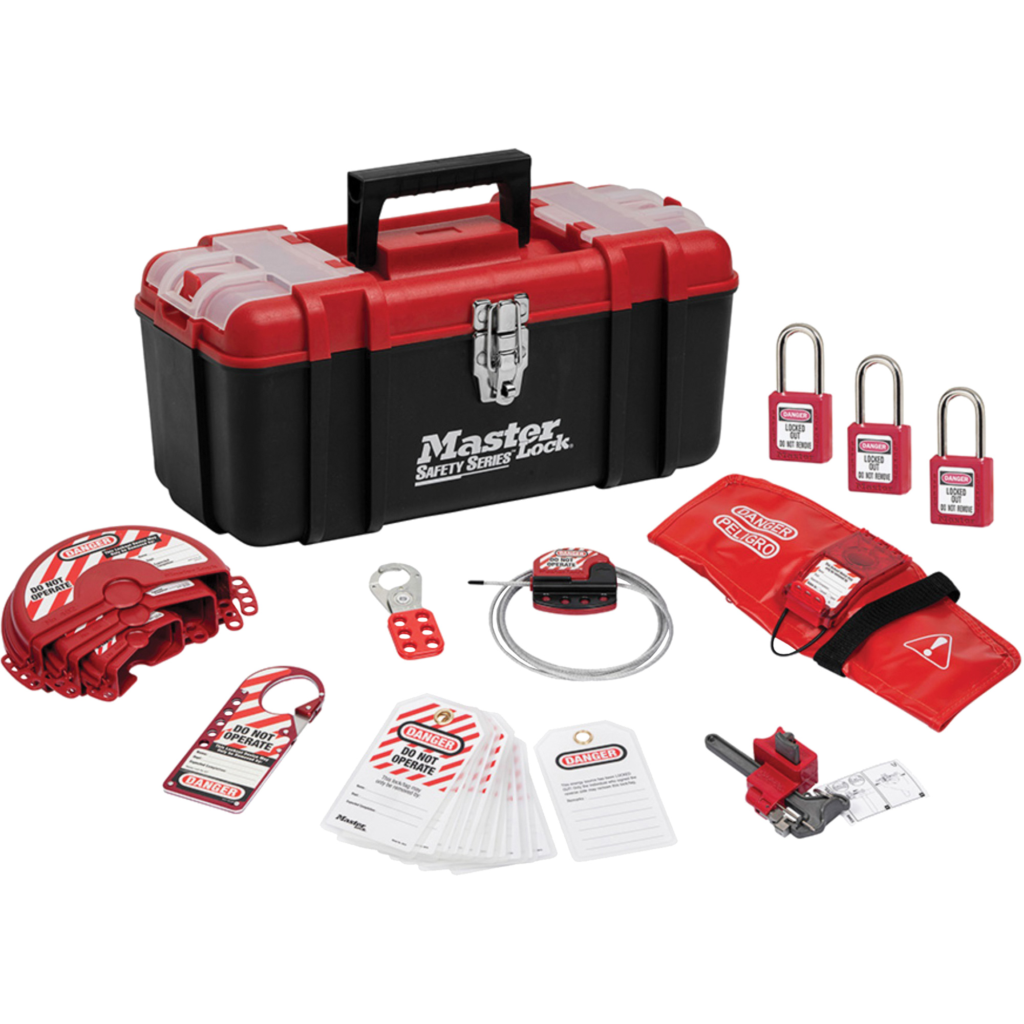 Trousse de cadenassage standard avec cadenas en thermoplastique ZenexMC, Ensemble Vanne, 13 composants compris