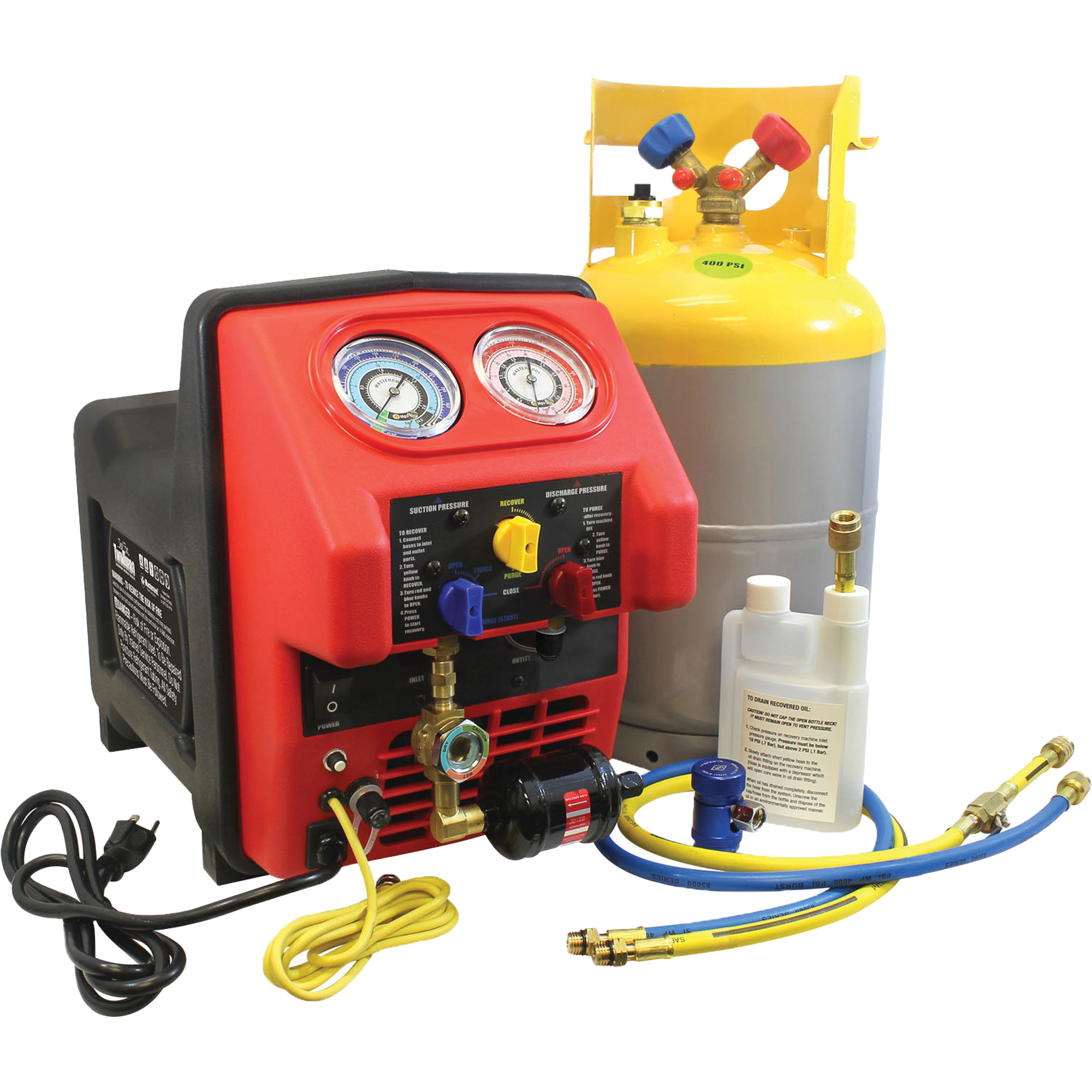 Machine de récupération de réfrigérant sans étincelles à double turbo