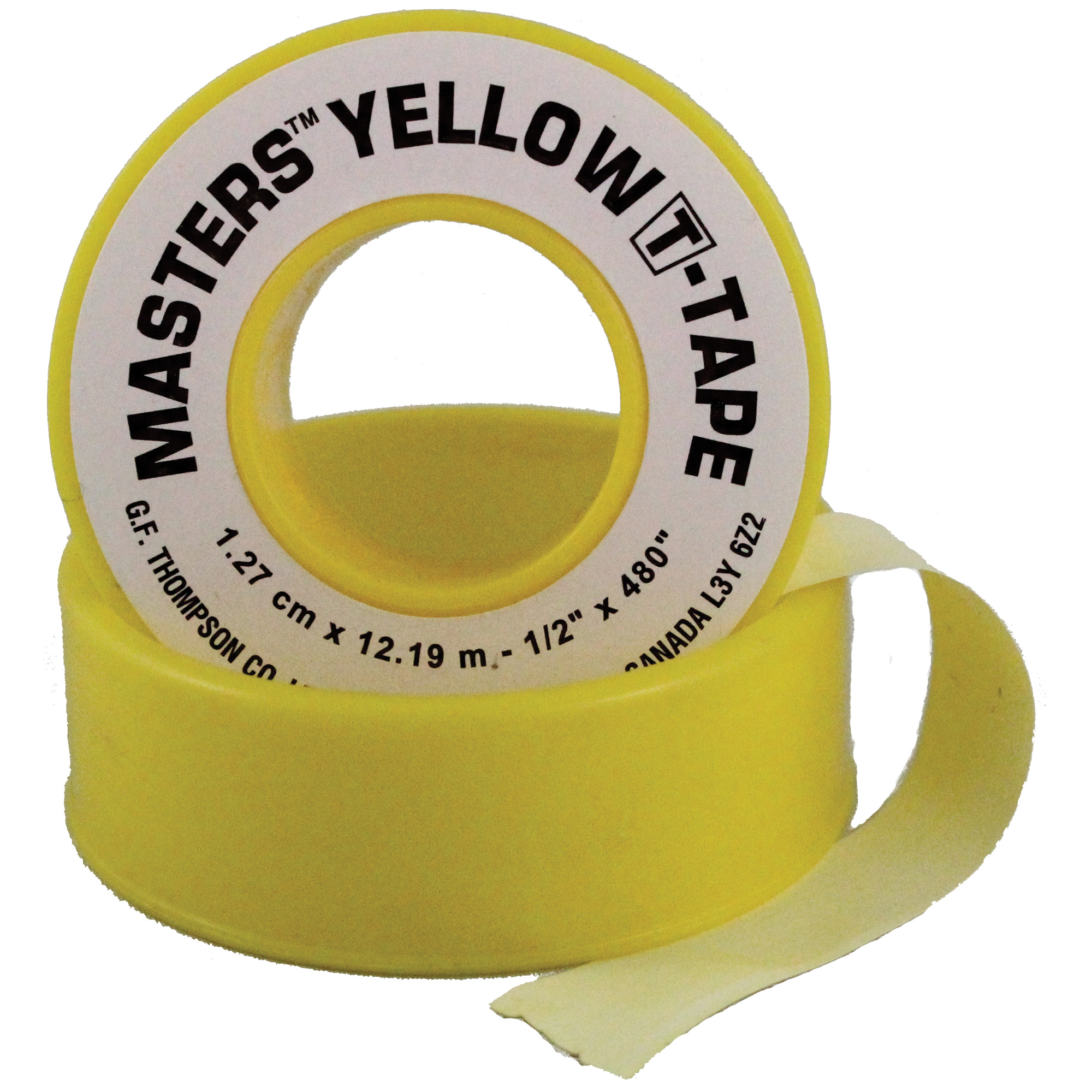 Ruban T, 260" lo x 1/2" la, Jaune