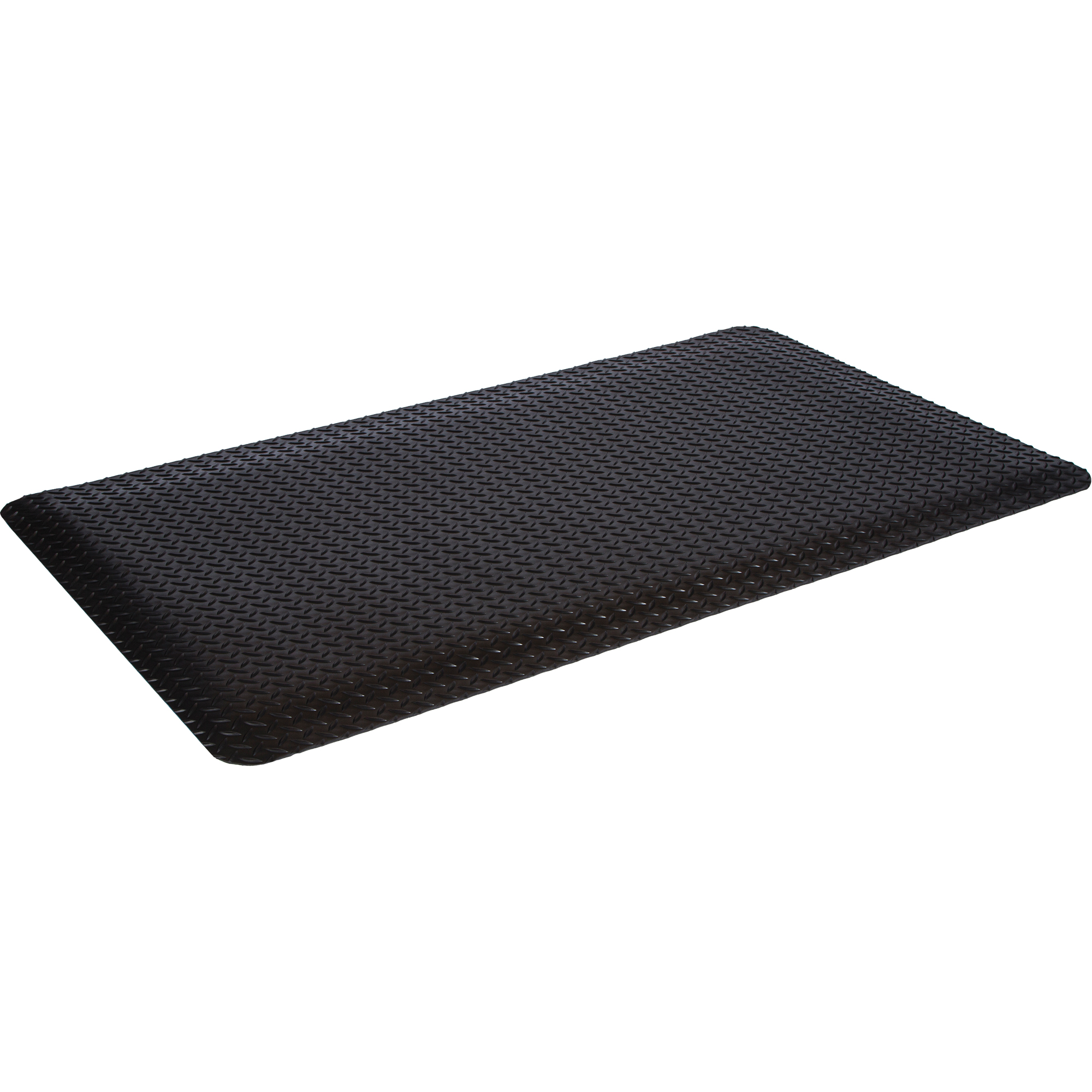 Tapis de style plateforme WDMC, Losange, 4' x 60' x 5/8", Noir, Éponge