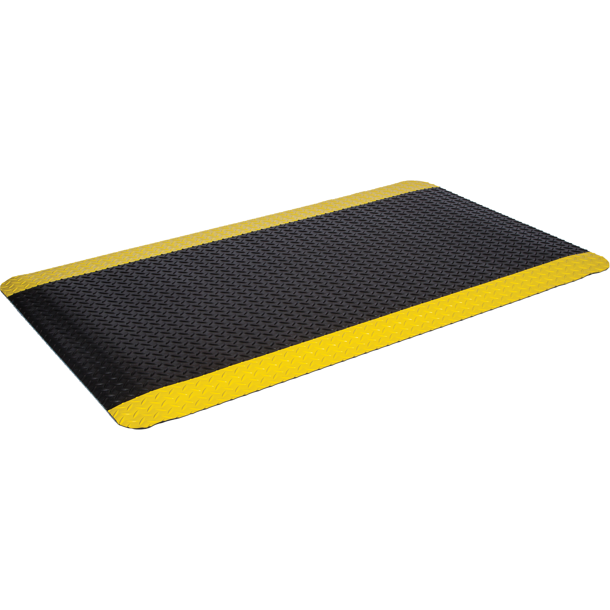 Tapis de style plateforme WDMC, Losange, 4' x 5' x 5/8", Noir/Jaune, Éponge
