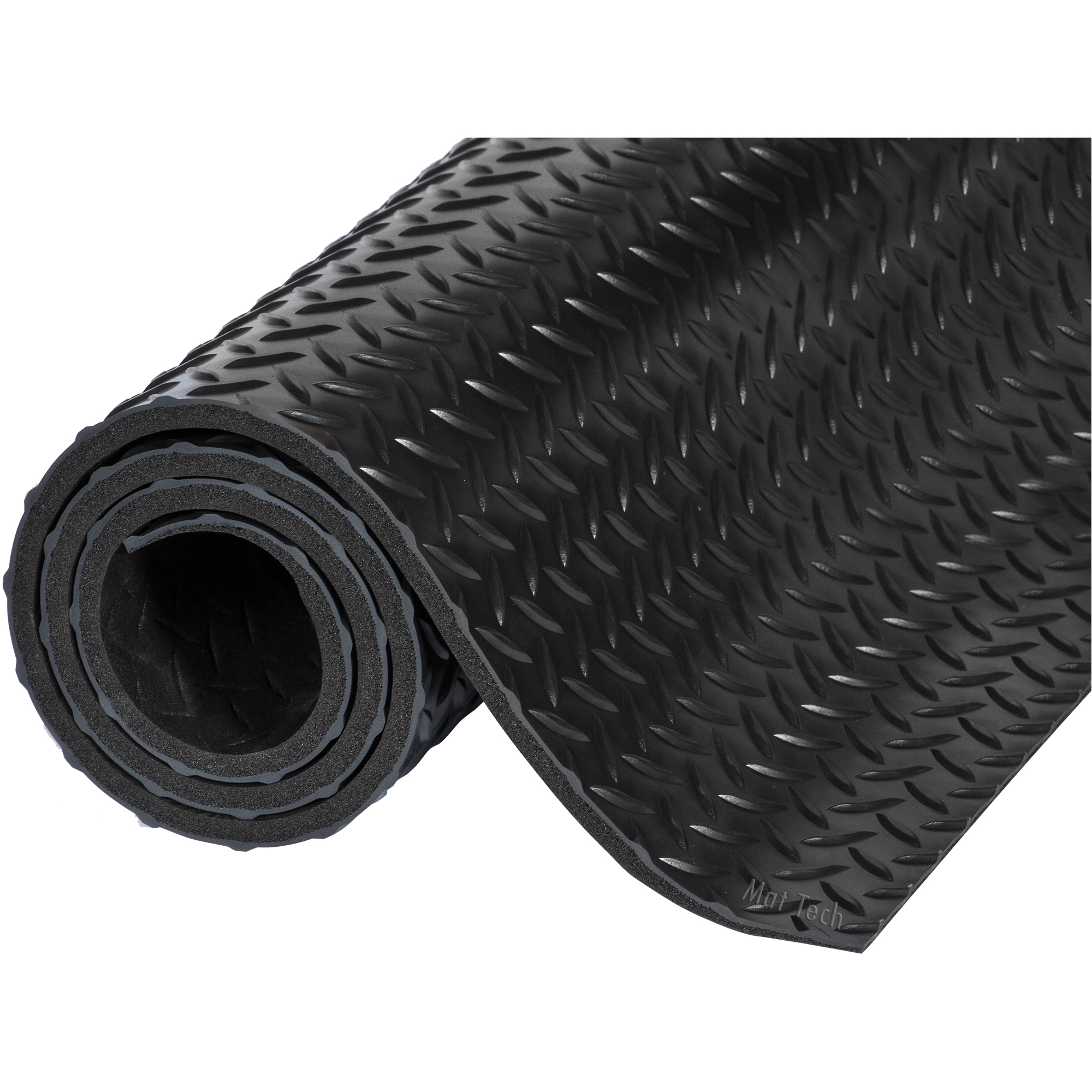Tapis industriel de type plateforme, Losange, 2' x 3' x 9/16", Noir, Éponge en PVC