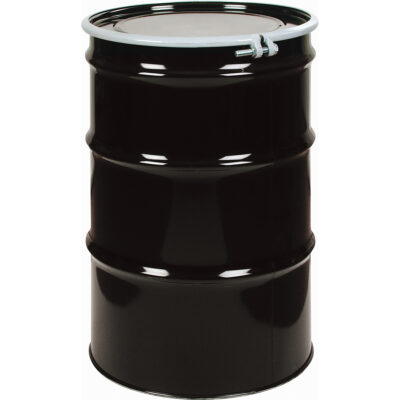 Barils en acier, 55 gal. US (45 gal. imp.), Doublé, Noir, Dessus ouvert, 1A2/Y275/S, Calibre 18 - 20