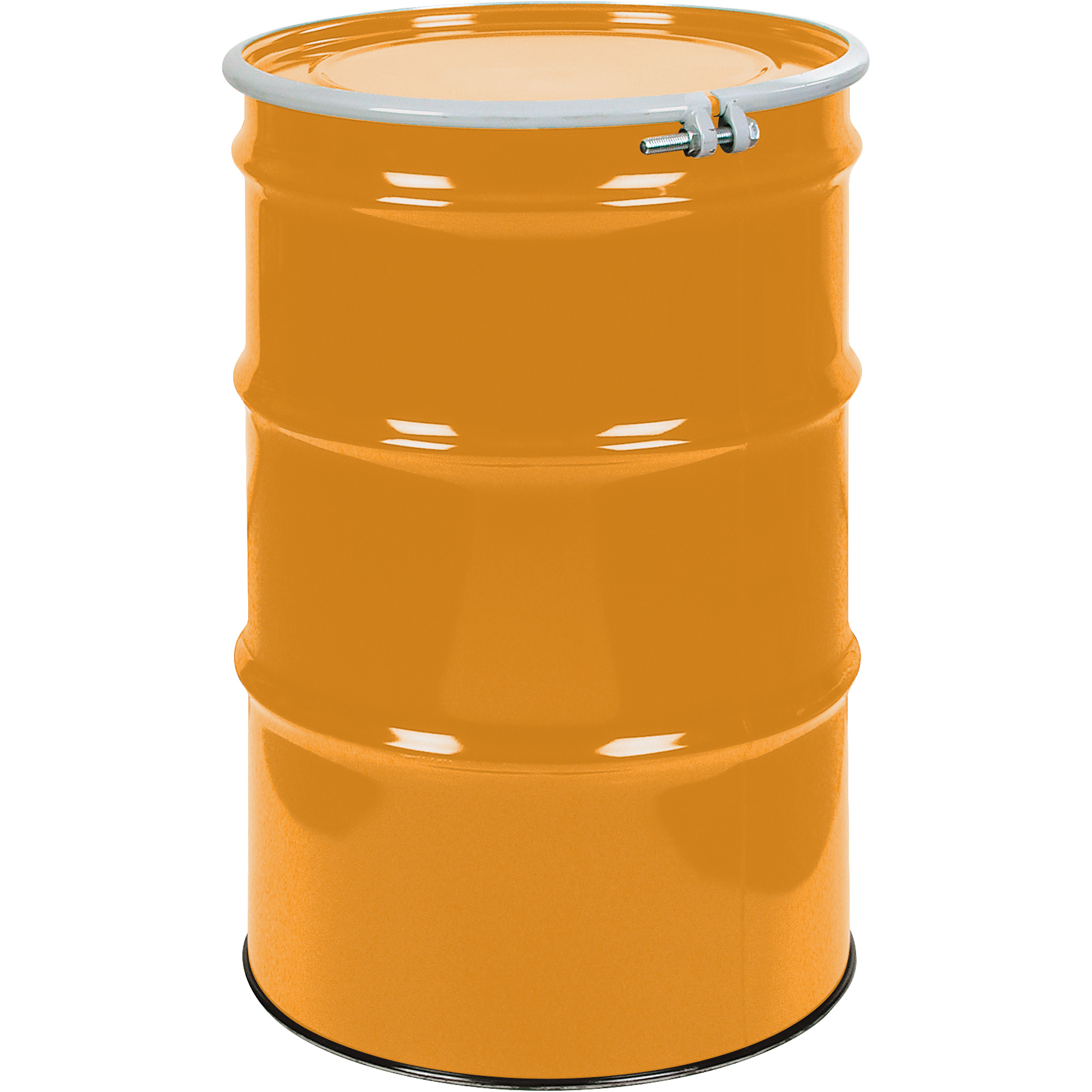 Barils en acier, 55 gal. US (45 gal. imp.), Non doublé, Orange, Dessus ouvert, UN1A2/Y1.5/150, Calibre 16