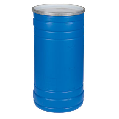 Barils en polyéthylène, 15,5 gal. US (12,91 gal. imp.), Dessus ouvert, Bleu