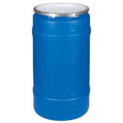 Barils en polyéthylène, 30 gal. US (25 gal. imp.), Dessus ouvert, Bleu