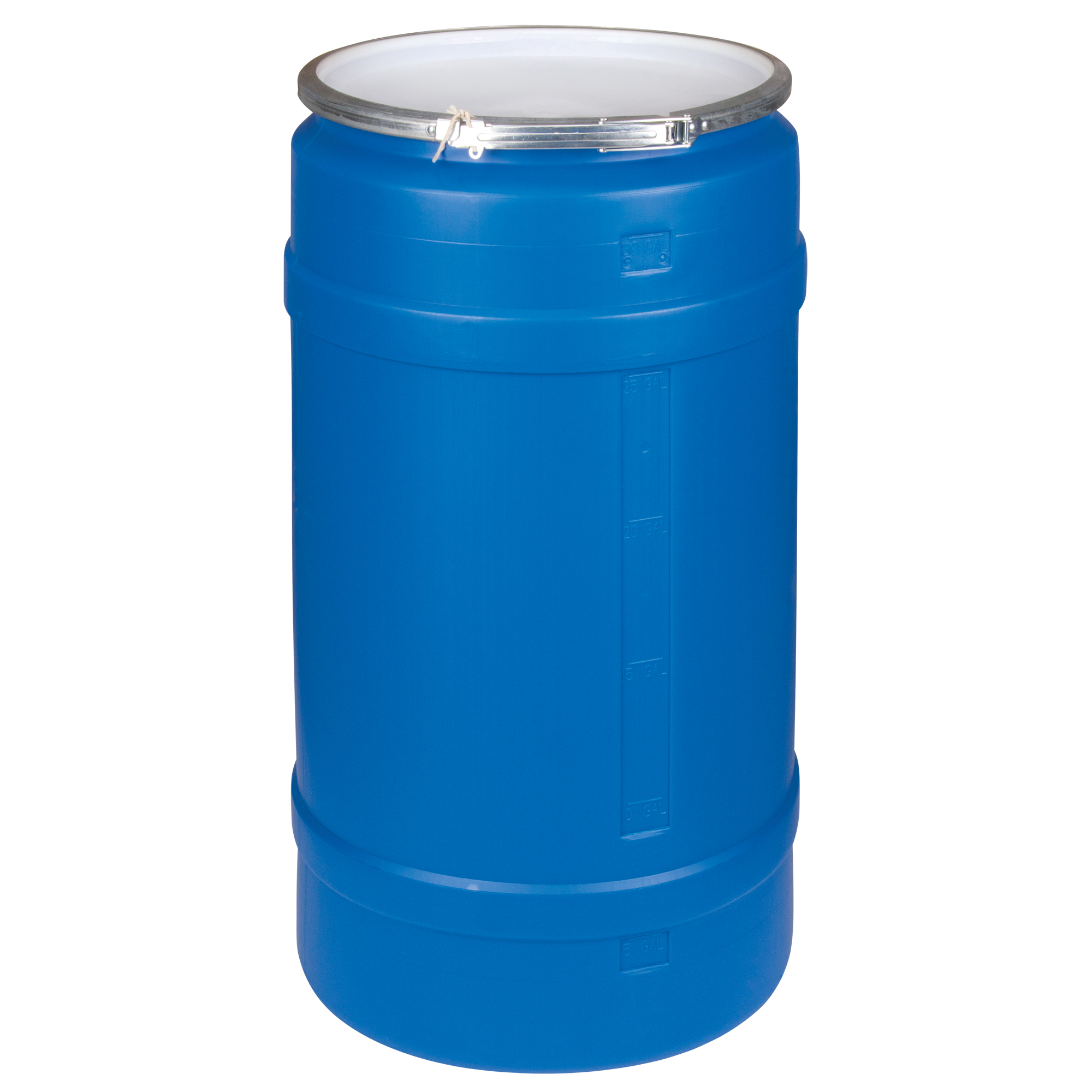 Barils en polyéthylène, 30 gal. US (25 gal. imp.), Dessus ouvert, Bleu
