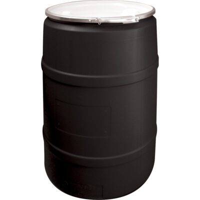 Barils en polyéthylène, 55 gal. US (45 gal. imp.), Dessus ouvert, Noir