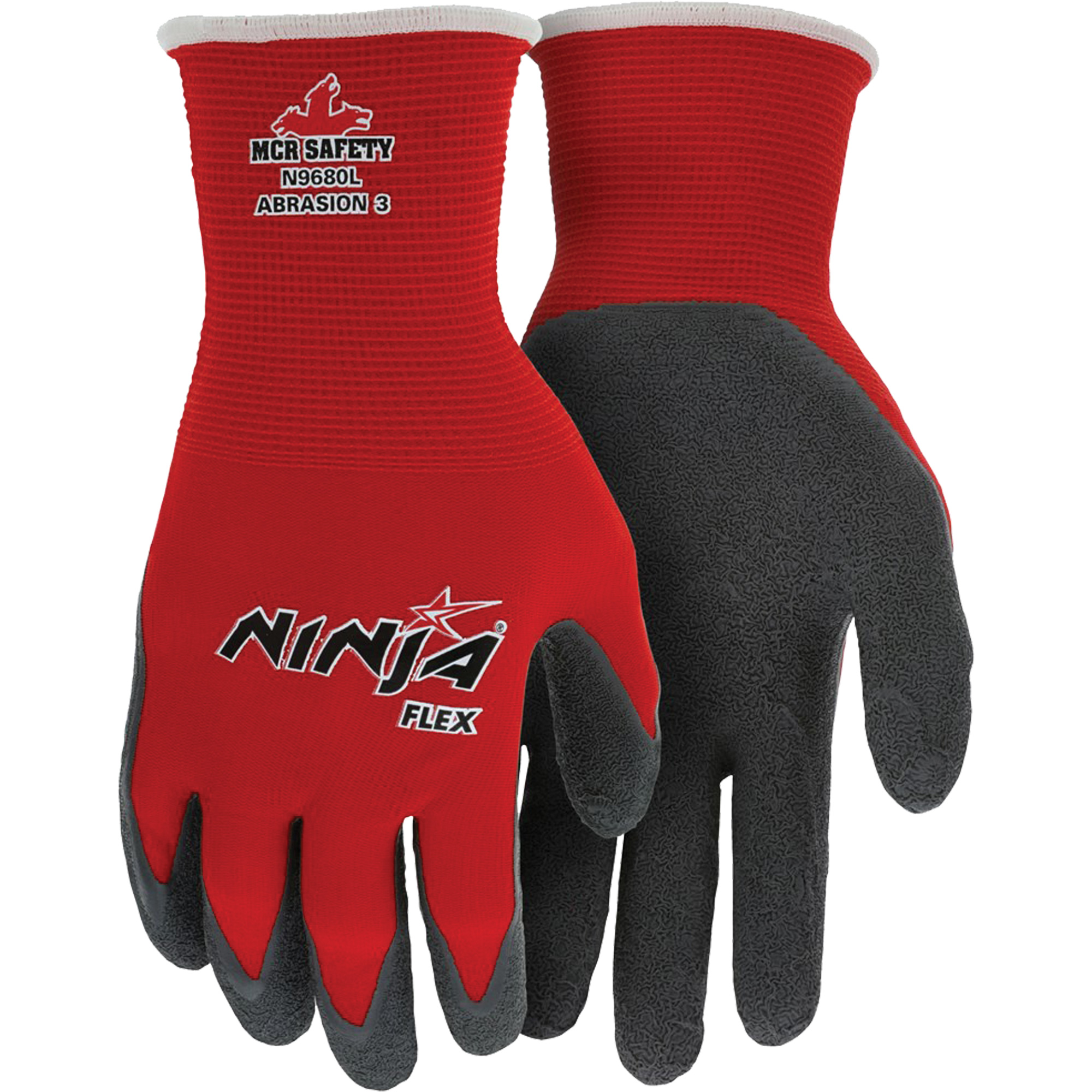 Gants enduits Flex NinjaMD, Grand, Rêvetement Latex de caoutchouc, Calibre 15, Enveloppe en Nylon