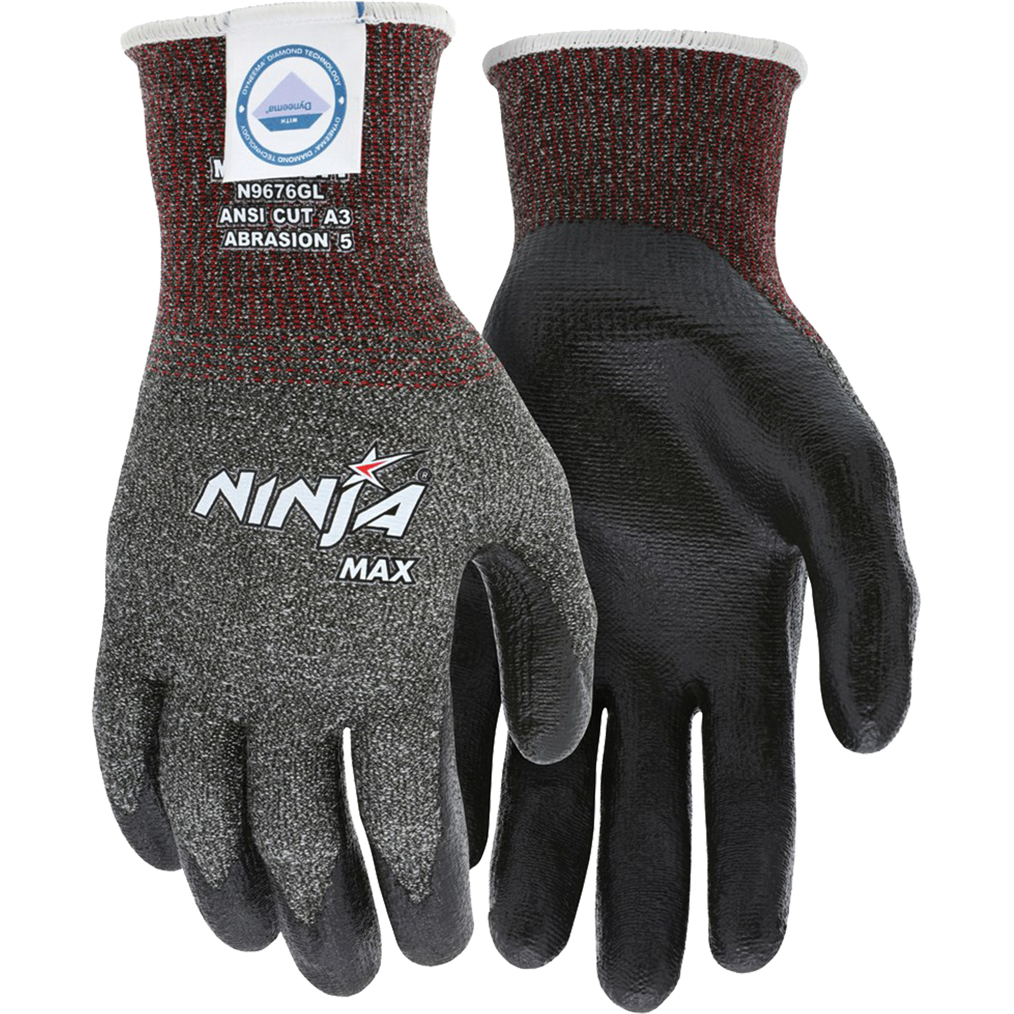 Gants résistant aux coupures Max NinjaMD, Taille Petit, Calibre 10, Revêtement Bipolymère, Enveloppe en DyneemaMD, ASTM ANSI niveau A3