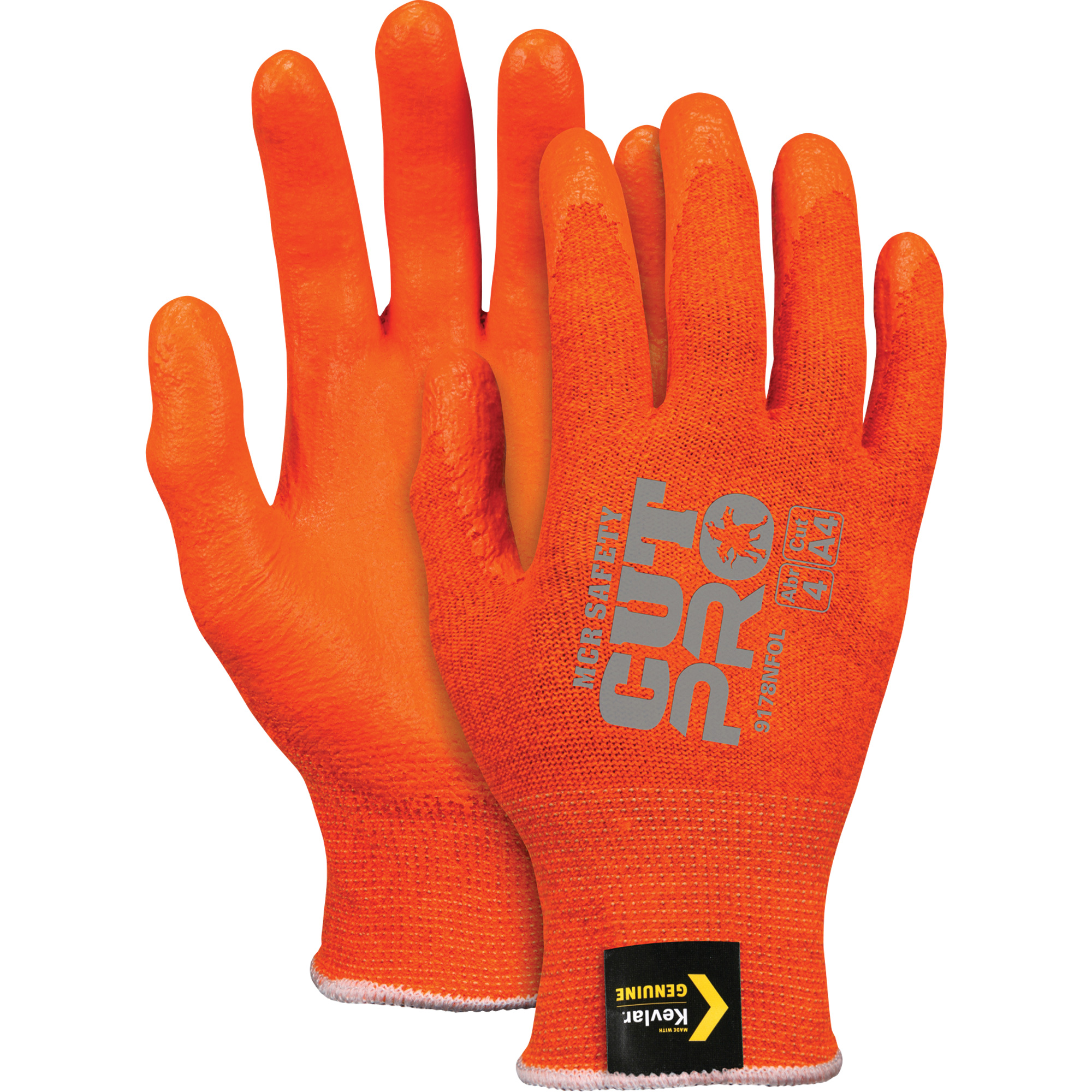 Gants résistants aux coupures, Taille Grand, Calibre 13, Revêtement Mousse de nitrile, Enveloppe en KevlarMD, ASTM ANSI niveau A4