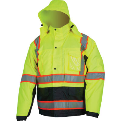 Veste isolée haute visibilité, Polyester/Polyuréthane, Jaune lime haute visibilité, 4T-Grand