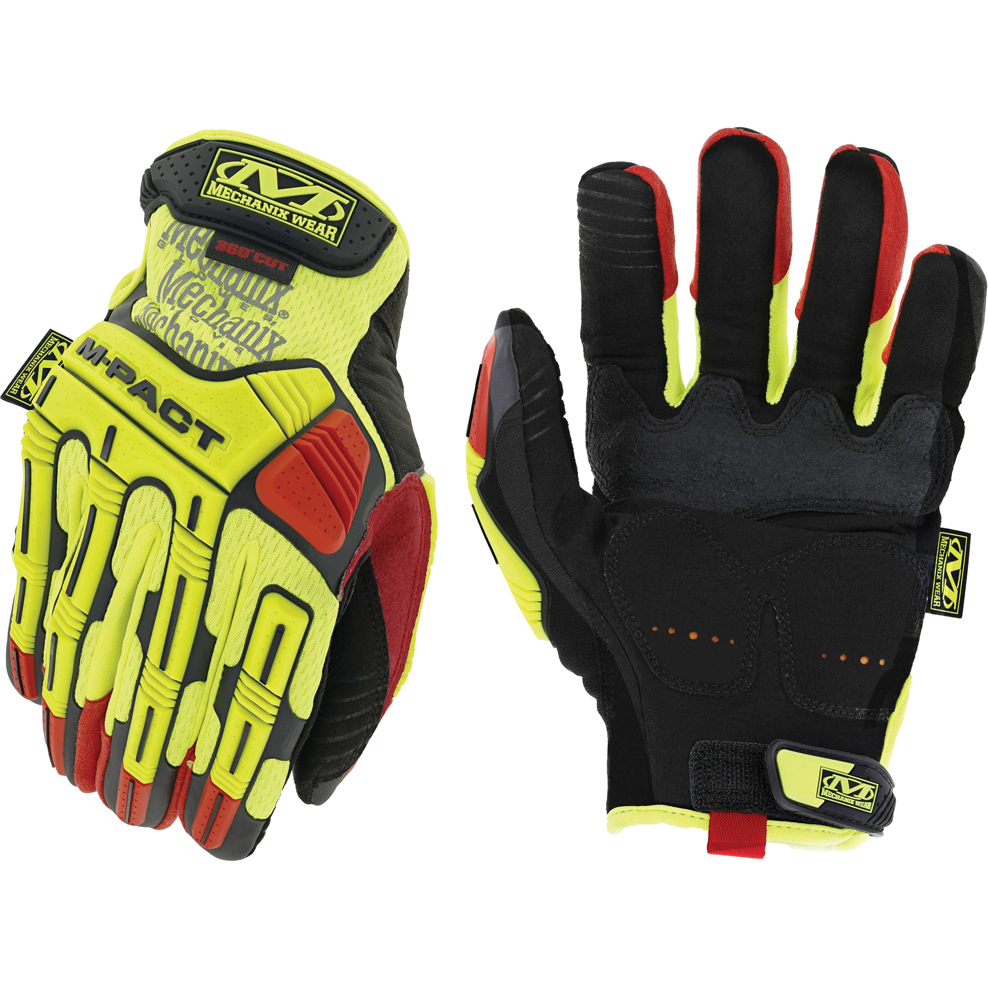 Gants antichocs haute visibilité D4-360 M-PactMD, 11, Paume en Synthétique, Poignet Boucle et crochet