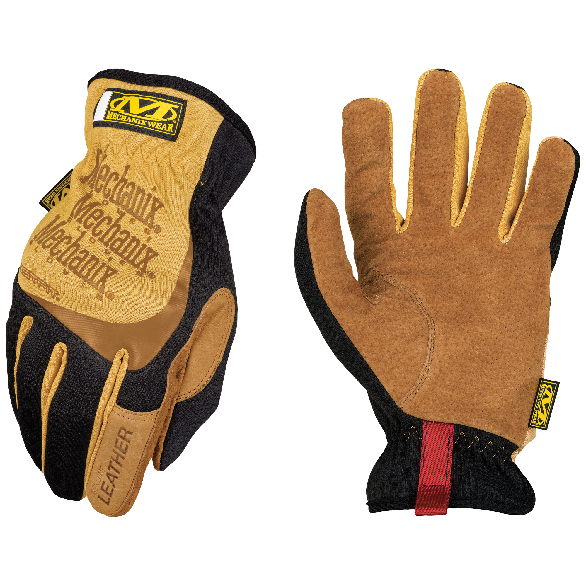 Gants FastfitMD, Grand, Paume en Cuir fleur, Poignet Élastique
