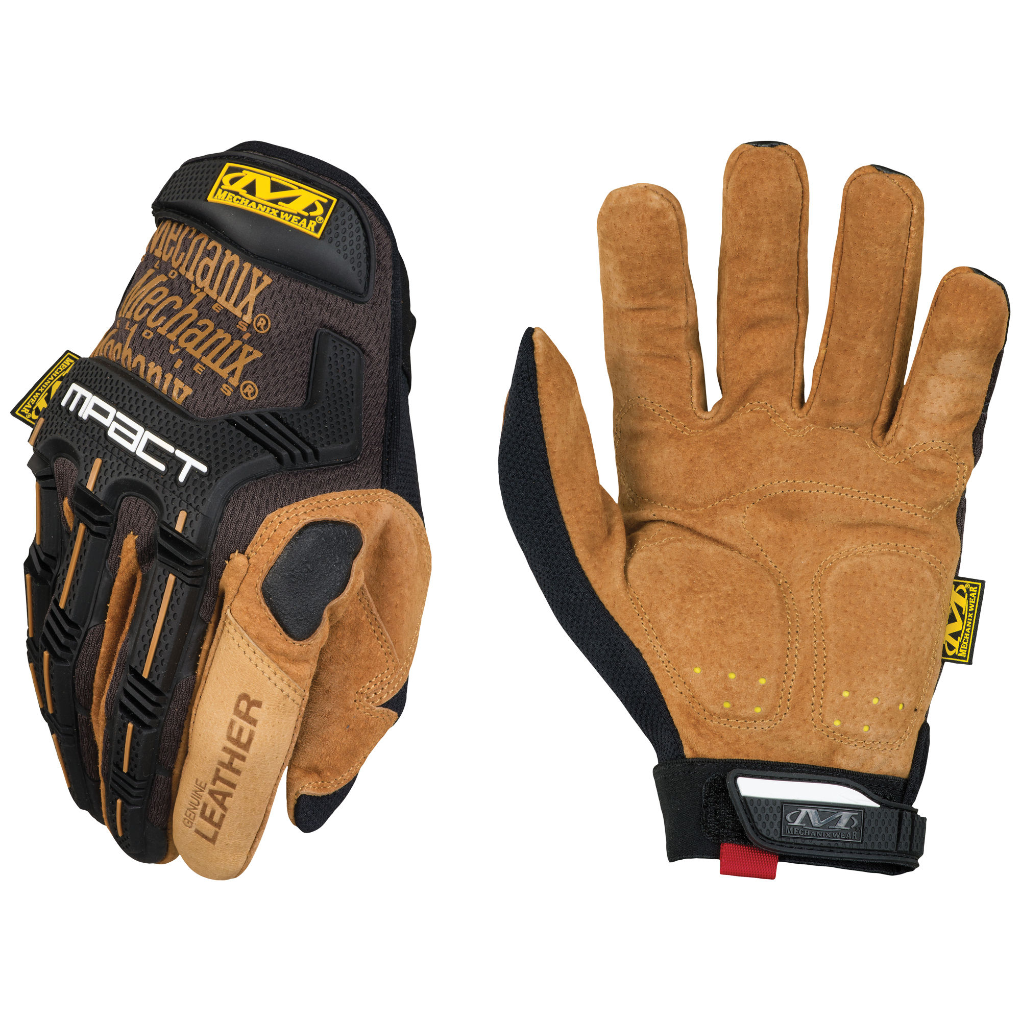 Gants M-PactMD, Grand, Paume en Cuir fleur, Poignet Boucle et crochet