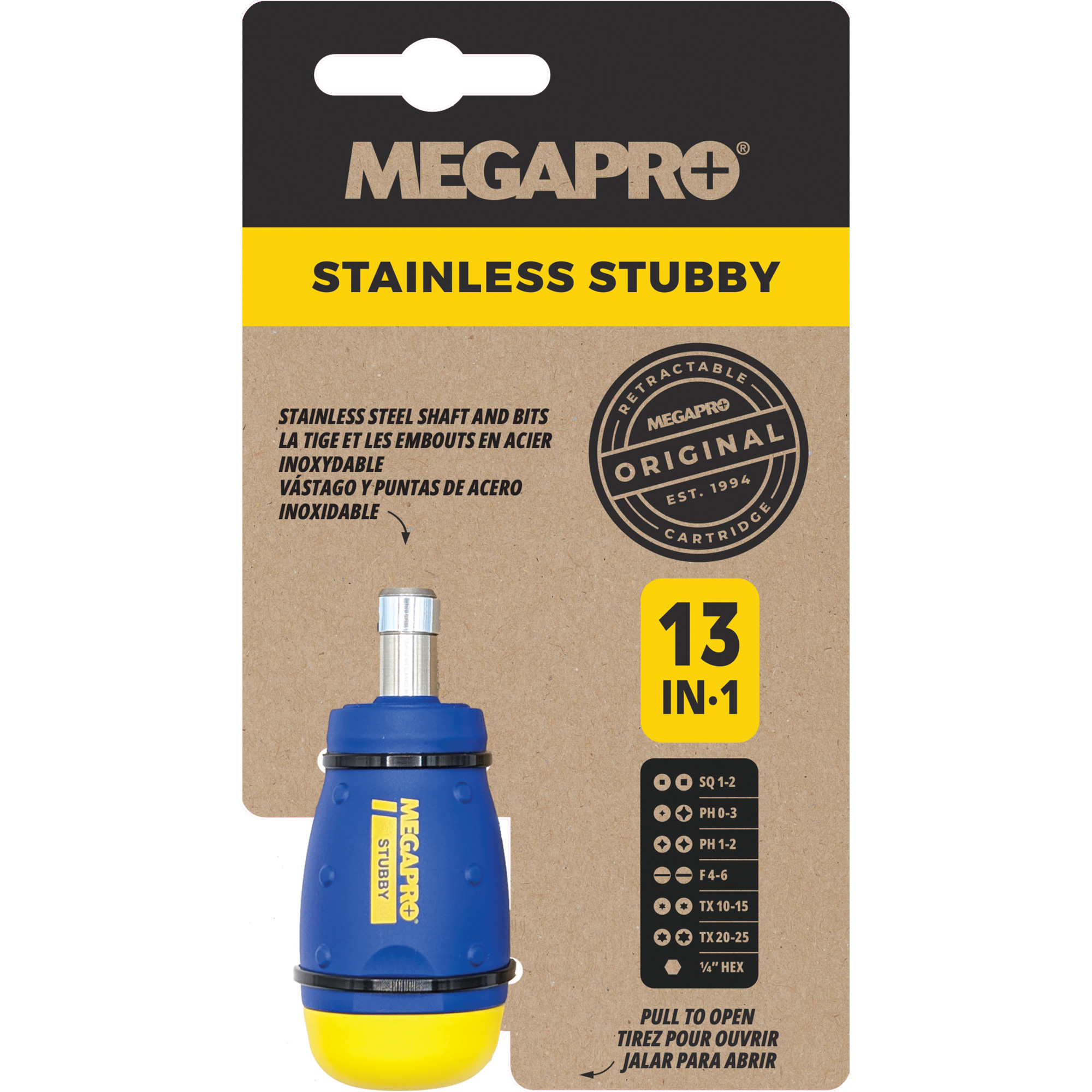 Tournevis court 13-en-1, 4-1/2" lo, Prise Plastique