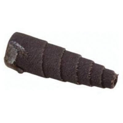 Cartouche de bandes abrasives coniques ALO, 120 Grain, 1/2" dia., Oxyde d'aluminium, 1-1/2" lo, 1/8" Dimension de l'arbre