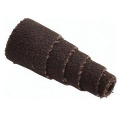 Cartouche de bandes abrasives coniques ALO, 120 Grain, 3/8" dia., Oxyde d'aluminium, 1" lo, 1/8" Dimension de l'arbre