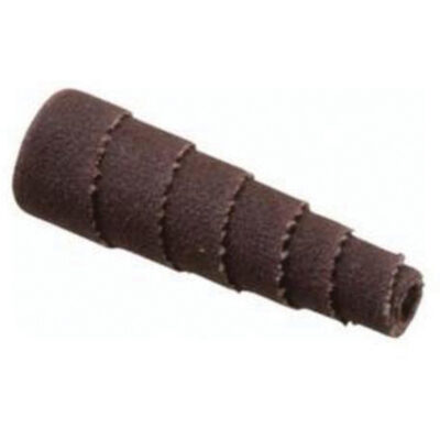 Cartouche de bandes abrasives coniques ALO, 180 Grain, 1/2" dia., Oxyde d'aluminium, 1-1/2" lo, 1/8" Dimension de l'arbre