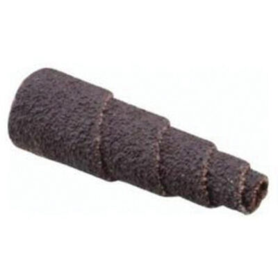 Cartouche de bandes abrasives coniques ALO, 60 Grain, 1/2" dia., Oxyde d'aluminium, 1-1/2" lo, 1/8" Dimension de l'arbre