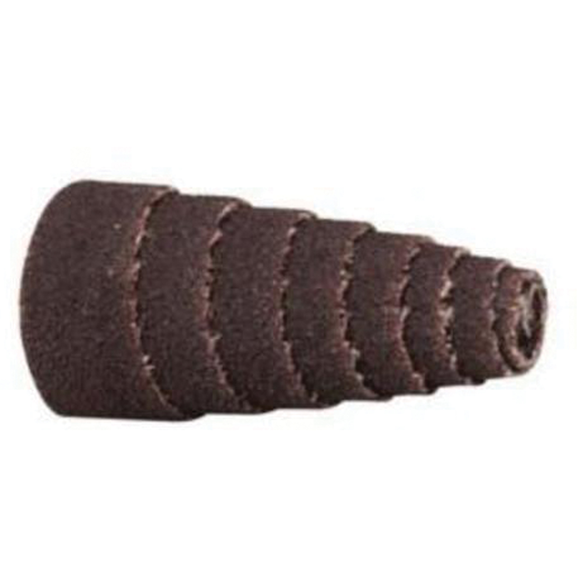 Cartouche de bandes abrasives coniques ALO, 60 Grain, 3/8" dia., Oxyde d'aluminium, 1-1/2" lo, 1/8" Dimension de l'arbre