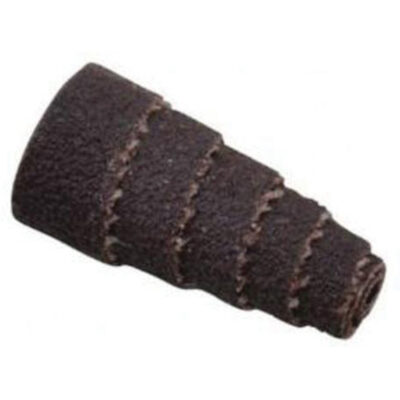 Cartouche de bandes abrasives coniques ALO, 80 Grain, 1/2" dia., Oxyde d'aluminium, 1" lo, 1/8" Dimension de l'arbre