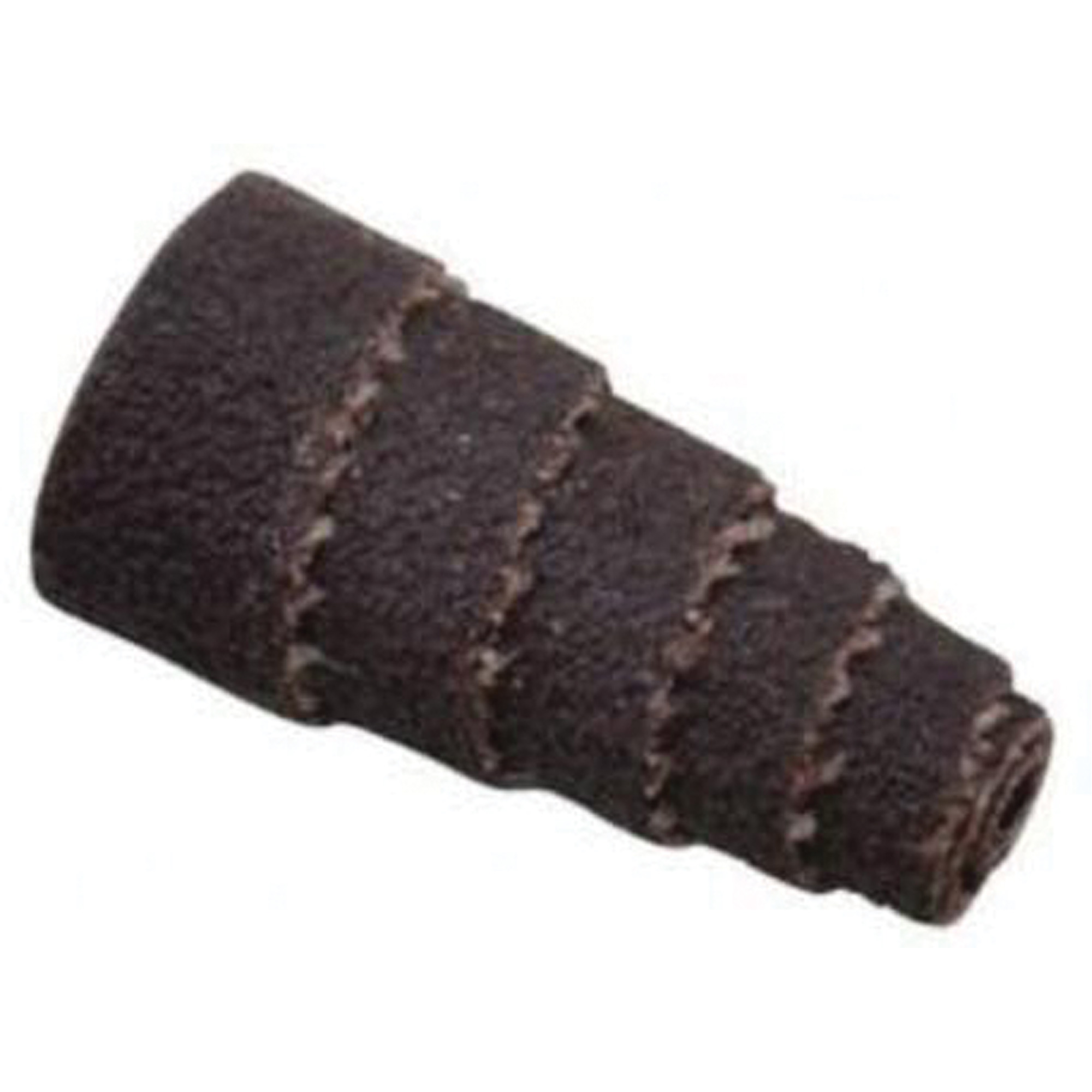 Cartouche de bandes abrasives coniques ALO, 80 Grain, 1/2" dia., Oxyde d'aluminium, 1" lo, 1/8" Dimension de l'arbre