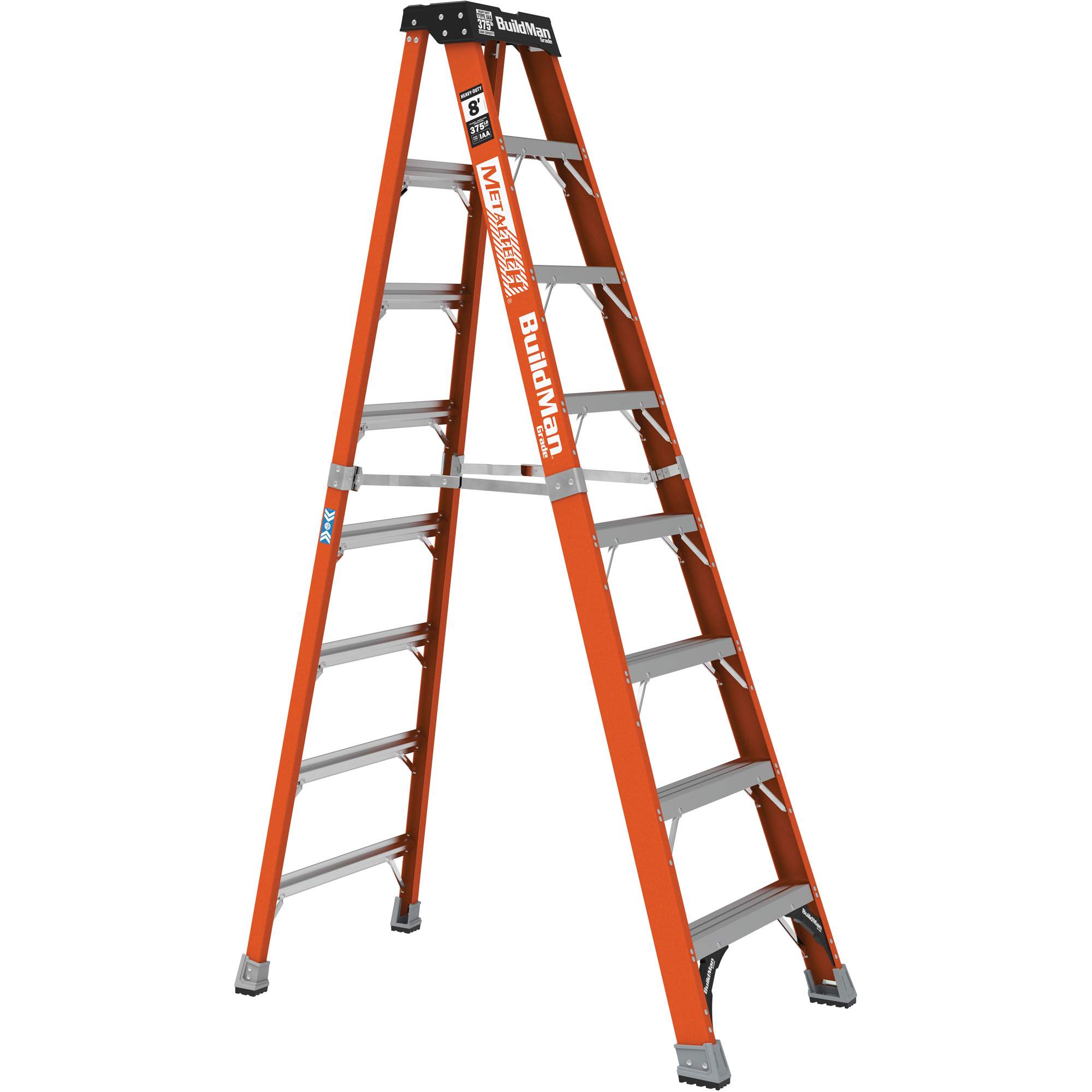 Escabeau BuildManMD, 8', Fibre de verre, Capacité 375 lb, Type 1AA