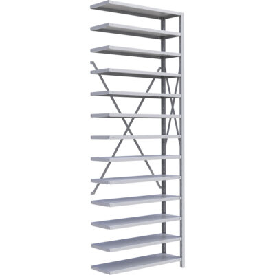Élément de rayonnage Interlok, Acier, Sans boulons, Capacité 800 lb, 36" la x 100" h x 12" p