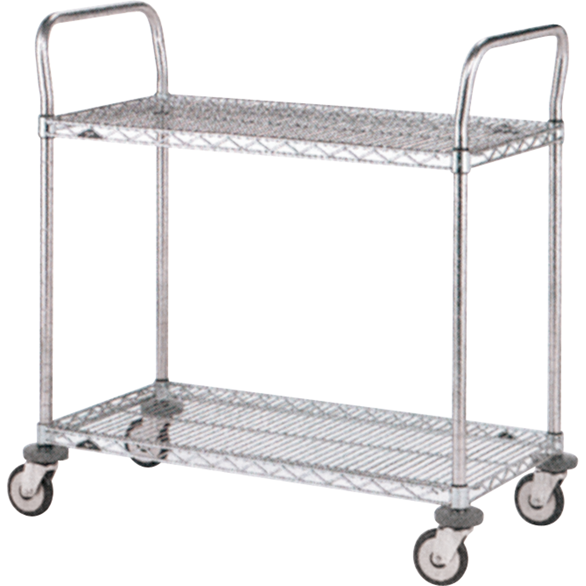 Chariot utilitaire à usage standard avec tablettes en treillis métallique, Chromé, 18" x 39" x 30", Capacité 375 lb