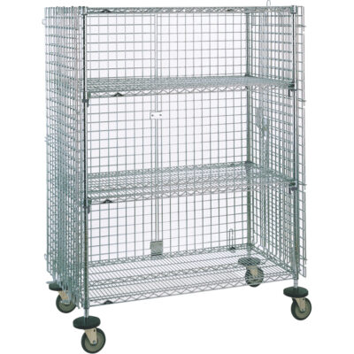 Chariots de sécurité, Chromé, 21-1/2" x 68-1/2 x 38-1/2", Capacité 500 lb