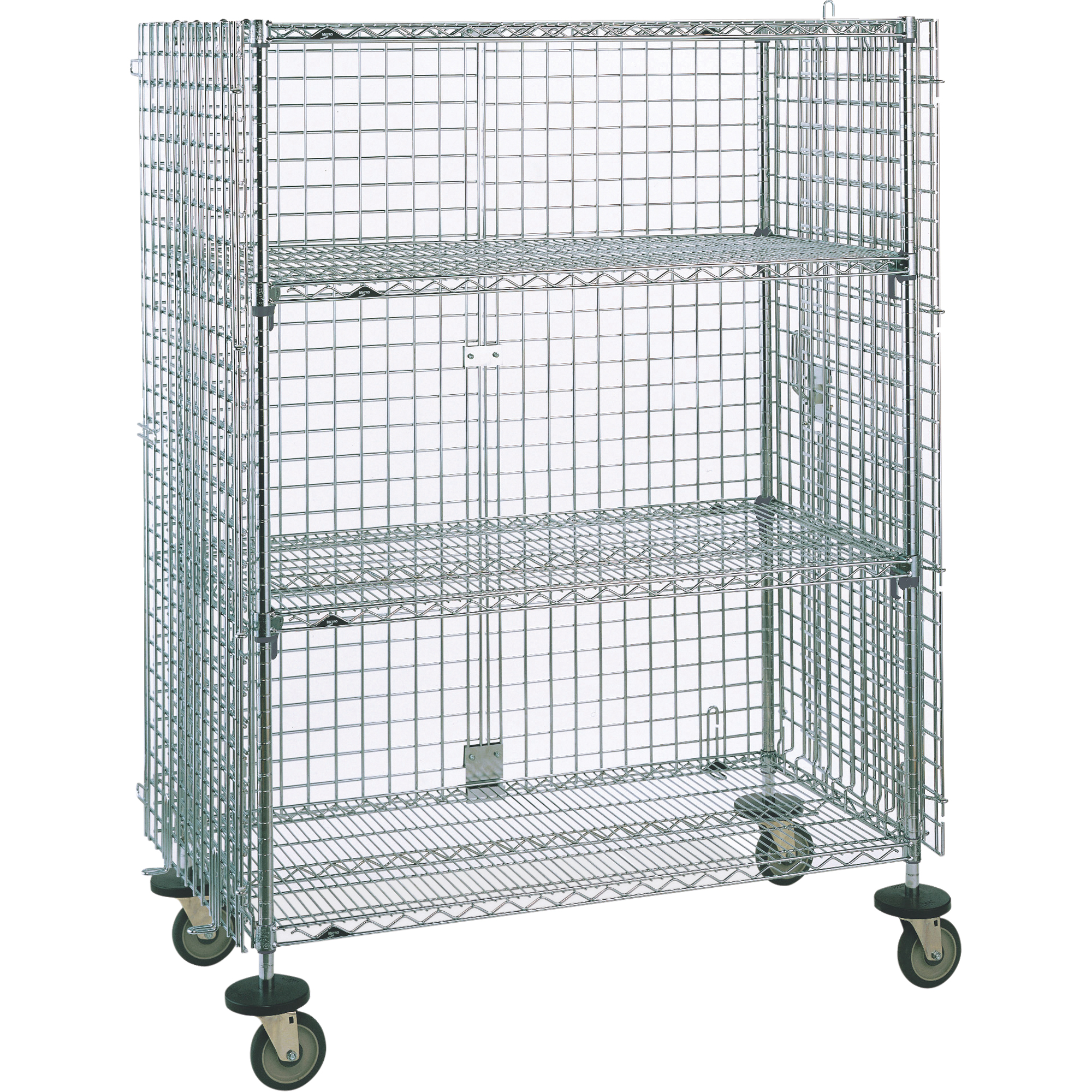 Chariots de sécurité, Chromé, 21-1/2" x 68-1/2 x 38-1/2", Capacité 500 lb