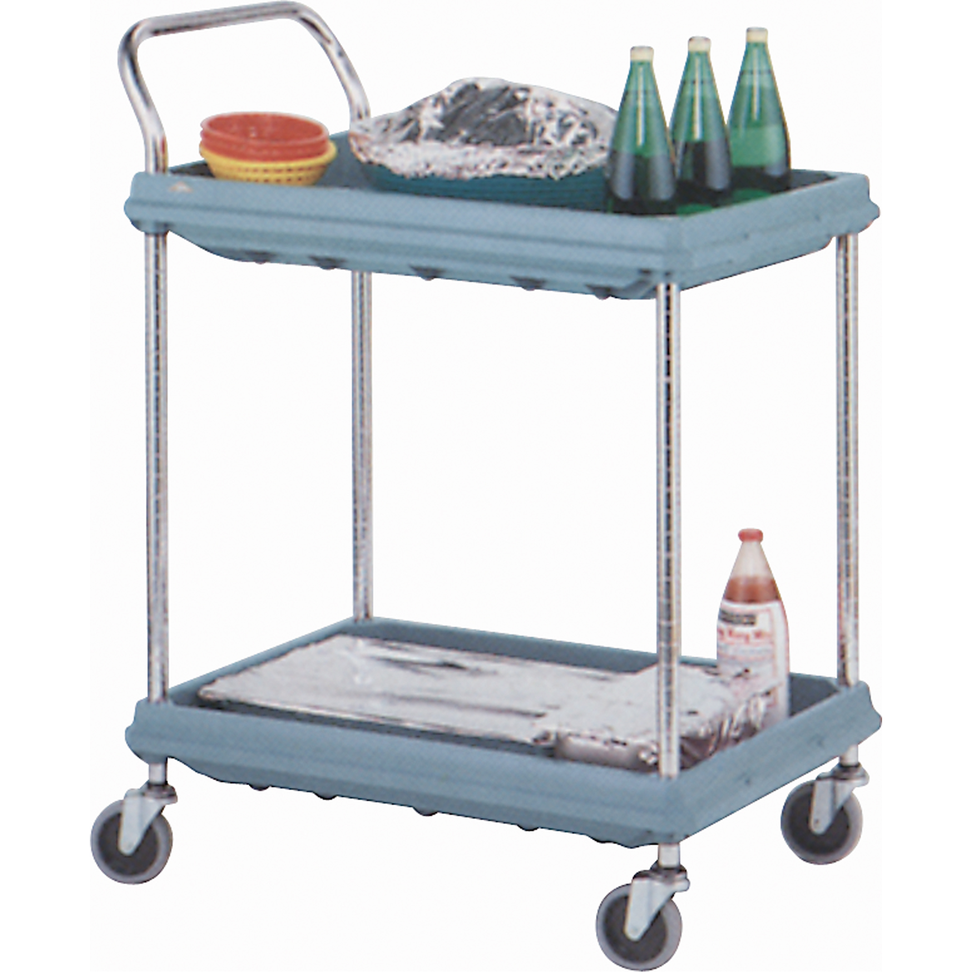 Chariots utilitaires à rebords élevés, 2 tiers, 21" x 41" x 33", Capacité 400 lb