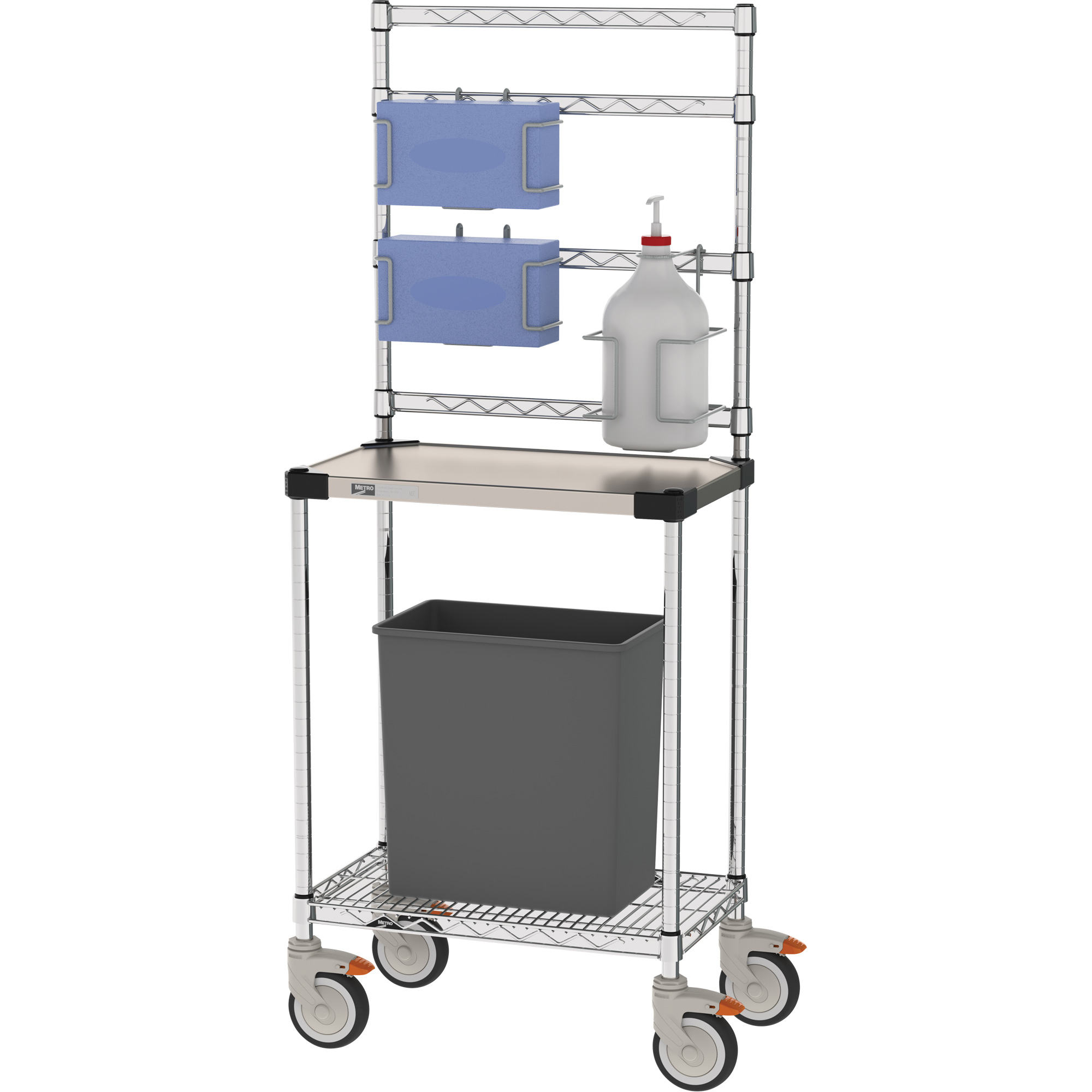 Poste de désinfection, Acier inoxydable, 24" x 60" x 14", Capacité 900 lb