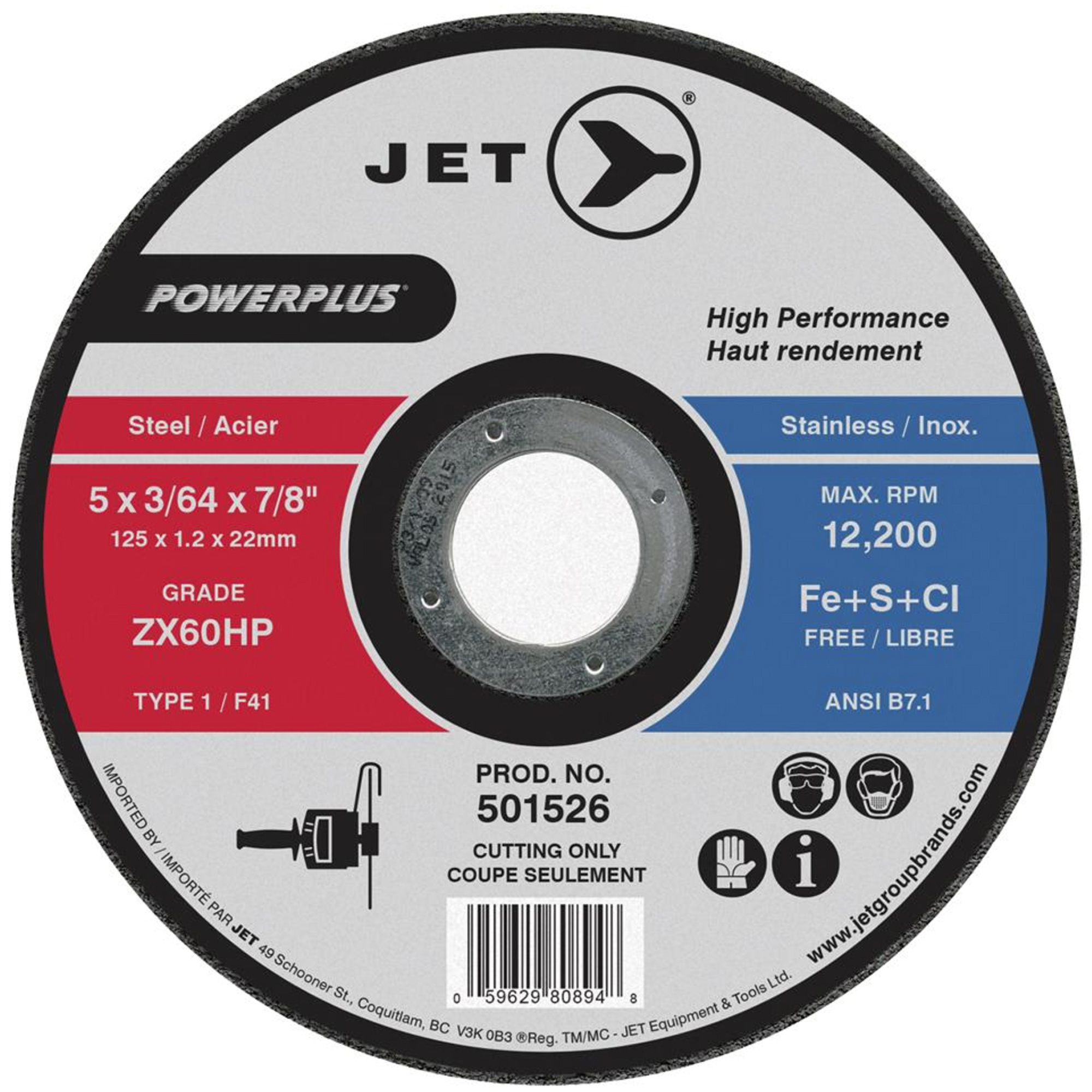 Meule à tronçonner POWERPLUSMD, 4-1/2" x 3/32", Arbre de 7/8", Type 1, 13 300 Tr/min