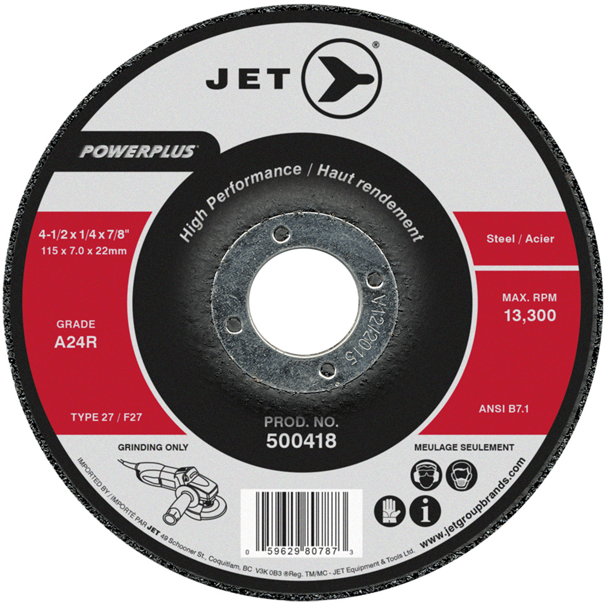 Meule POWERPLUSMD, 4-1/2" x 1/4", Arbre 7/8", Type 27