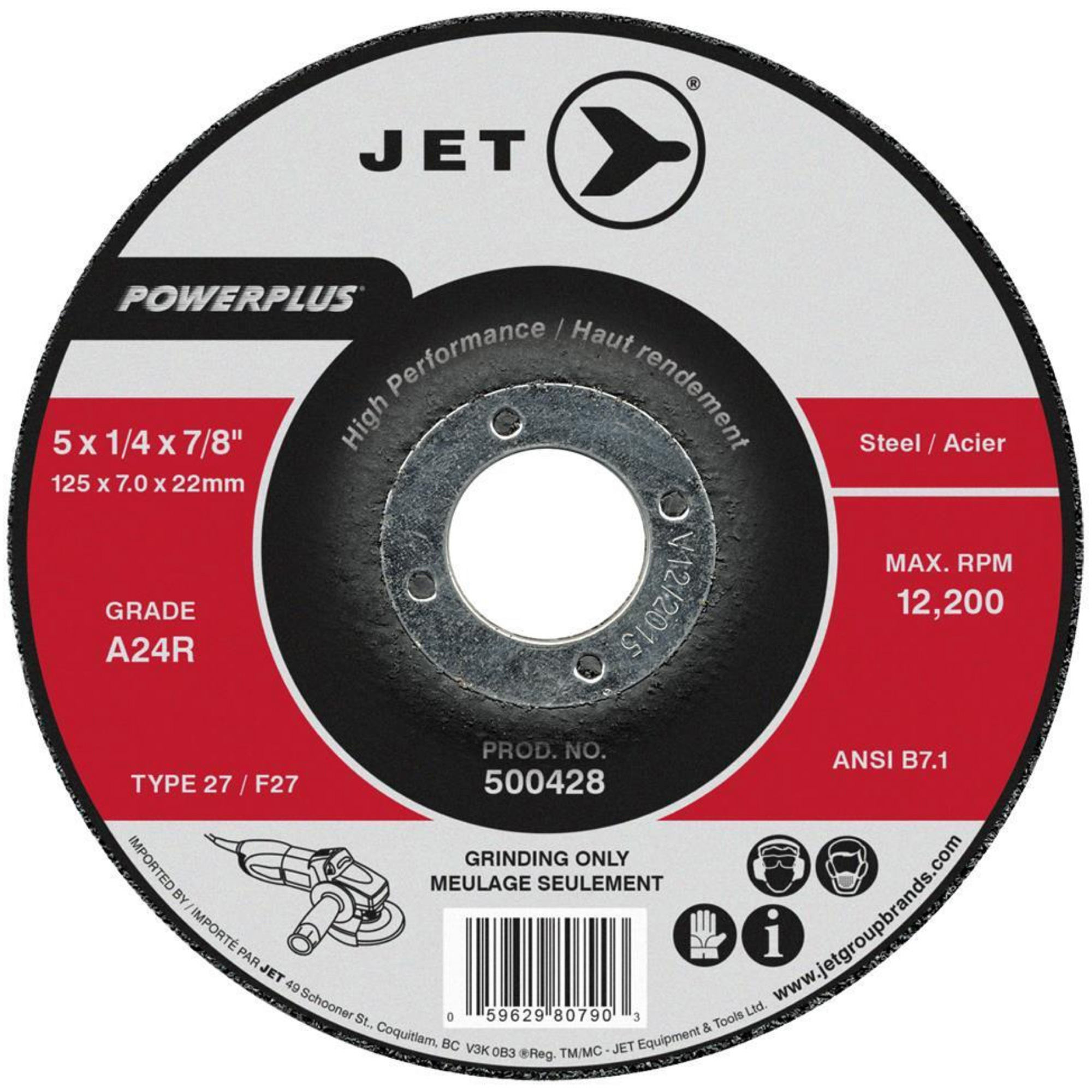 Meule POWERPLUSMD, 6" x 1/4", Arbre 7/8", Type 27