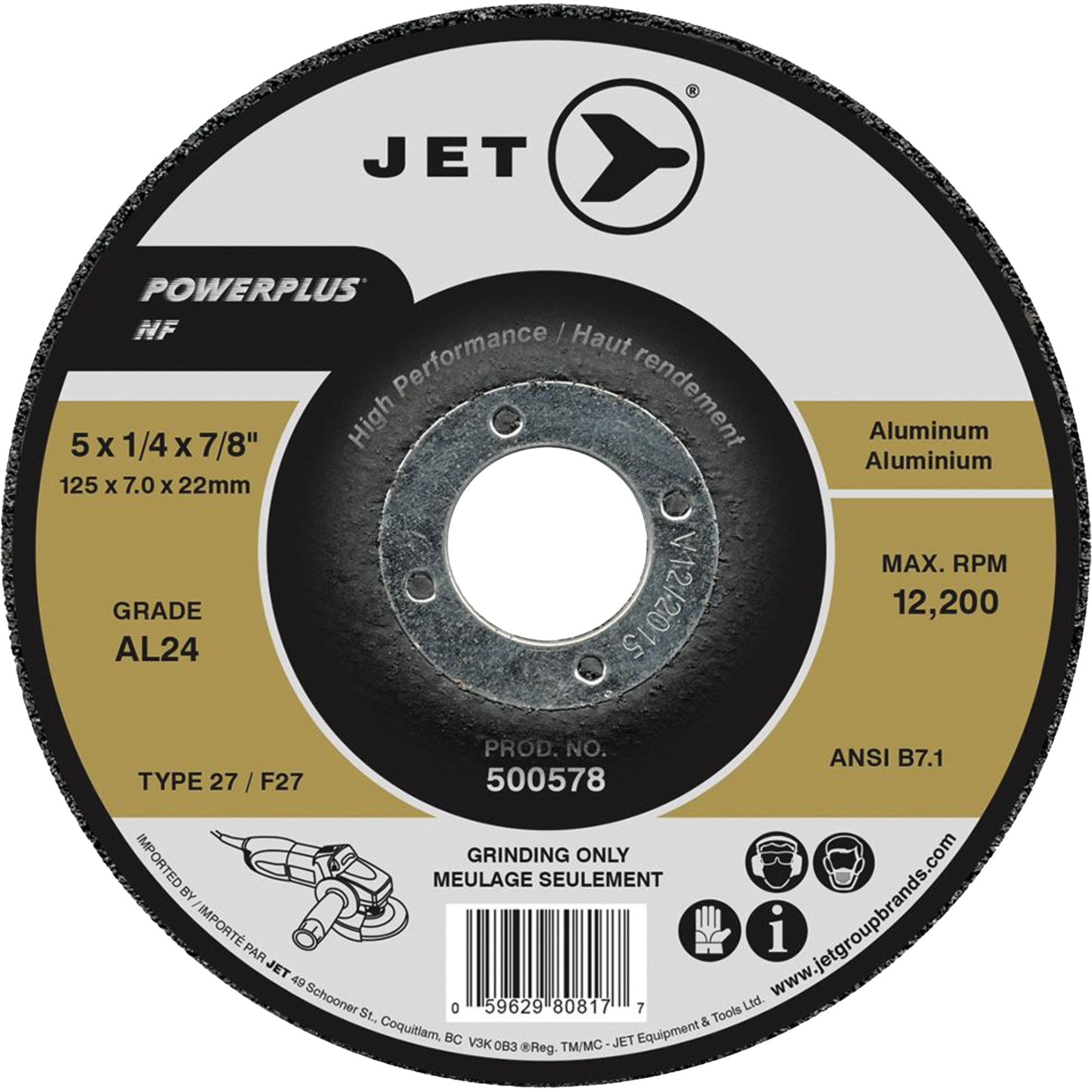 Meule Powerplus NF AL24, 4-1/2" x 1/4", Arbre 7/8", Type 27