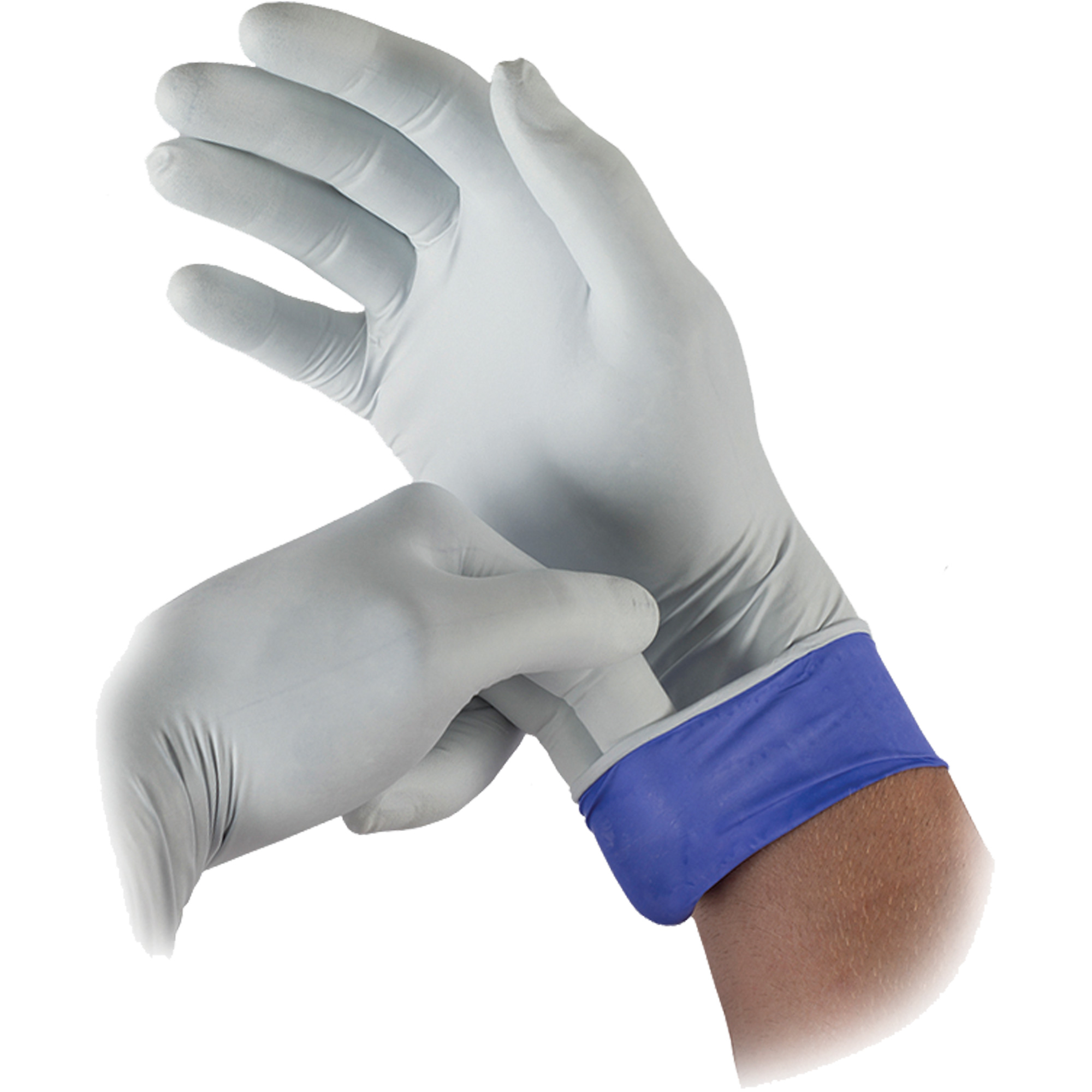 Gants d'examen bicolores LSE-104 Lifestar ECMD, T-Grand, Nitrile, 5,5-mil, Sans poudre, Blanc, Classe 2