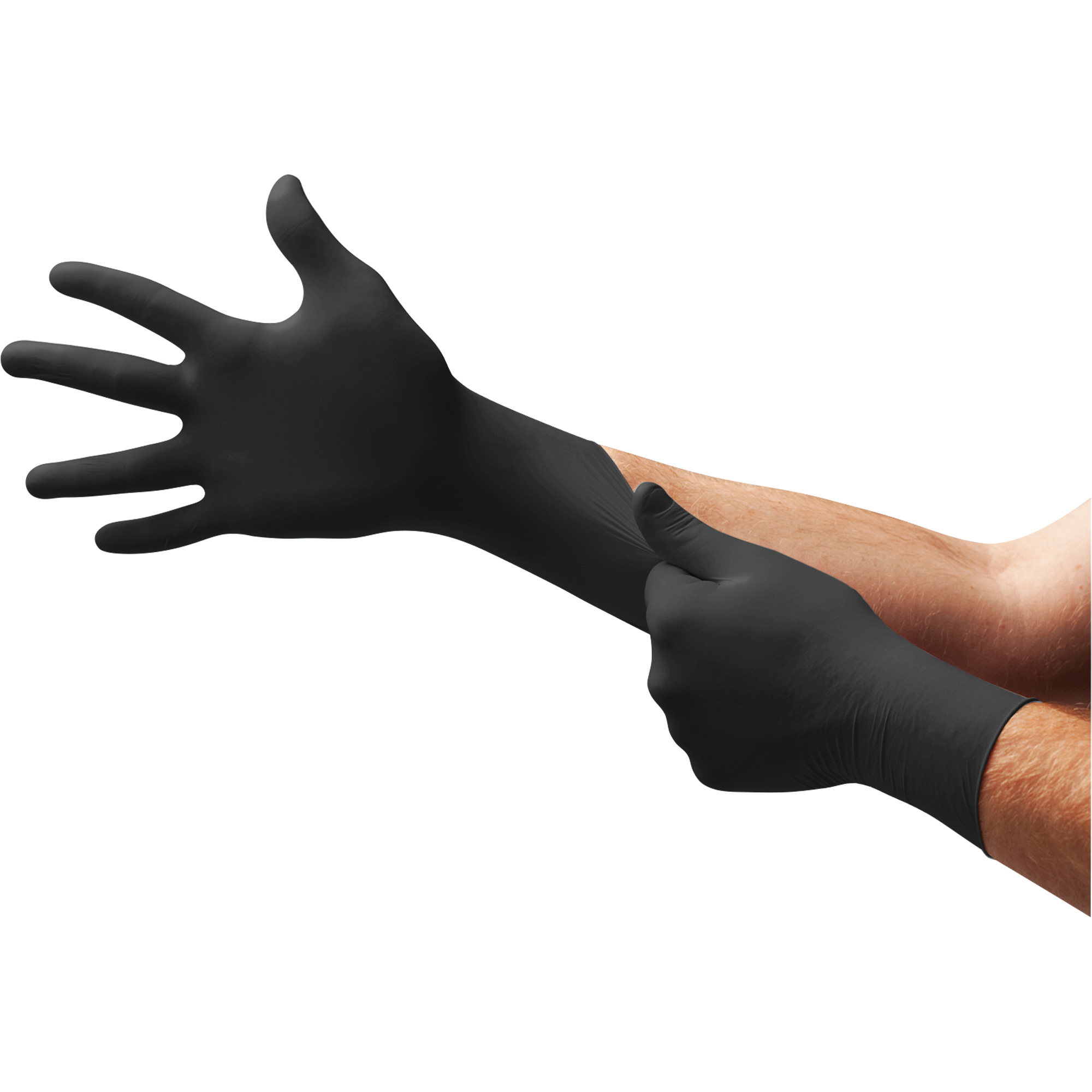 Gants d'examen MidKnightMD, 2T-Grand, Nitrile, 4,7 mils, Sans poudre, Noir, Classe 2