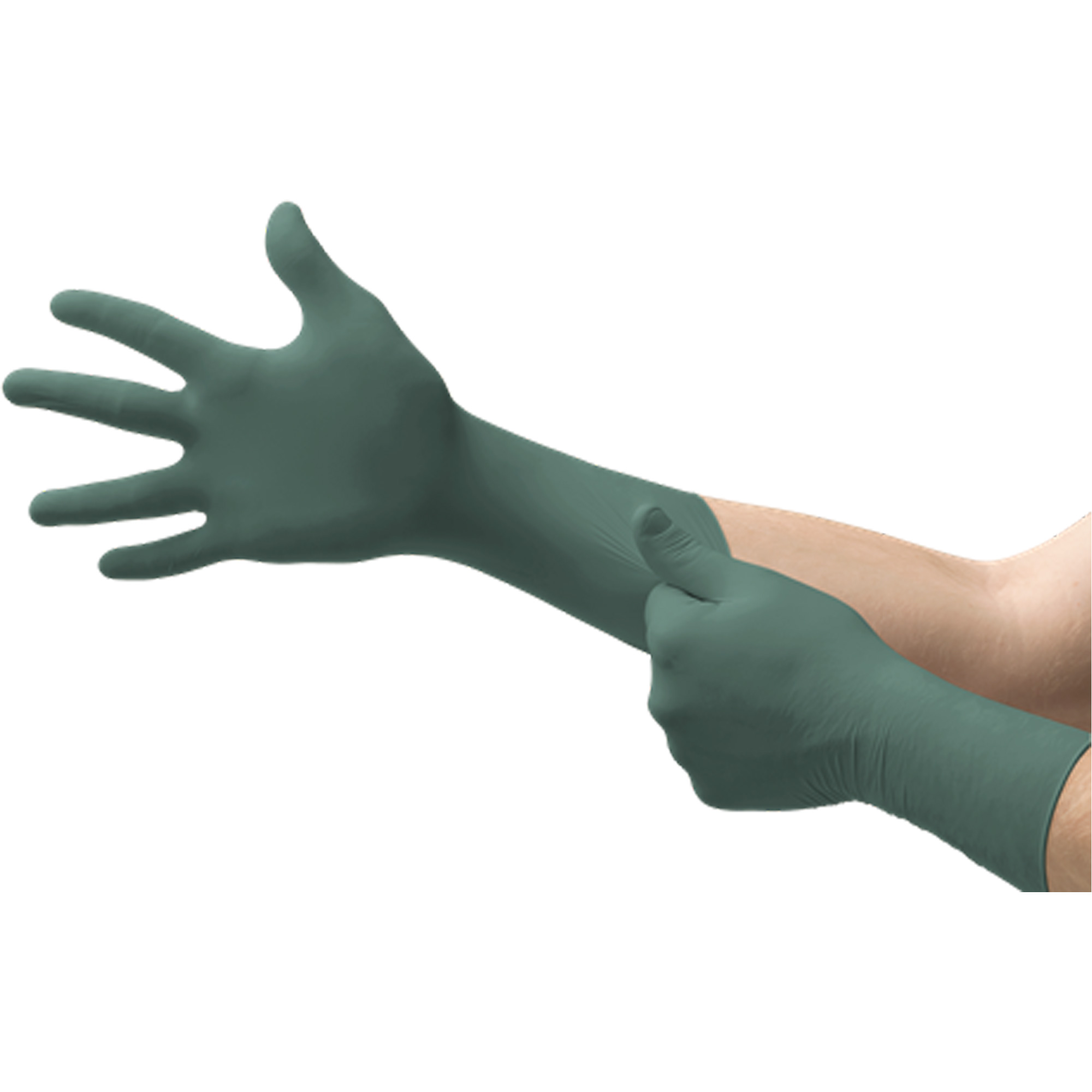 Gants Dura Flock, Grand, Nitrile, 8 mils, Sans poudre, Vert