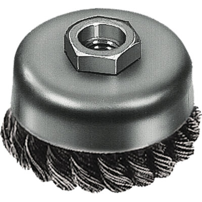 Brosse boisseau à fil noué, 3" dia. x 5/8"-11 arbre