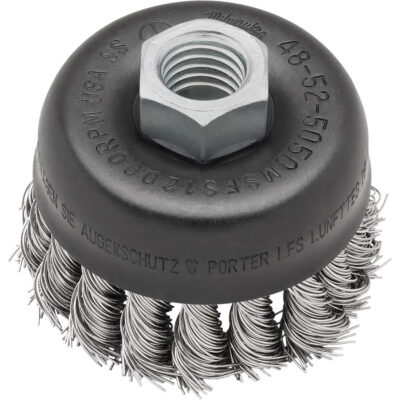 Brosse boisseau à fil noué, 3" dia. x 5/8"-11 arbre
