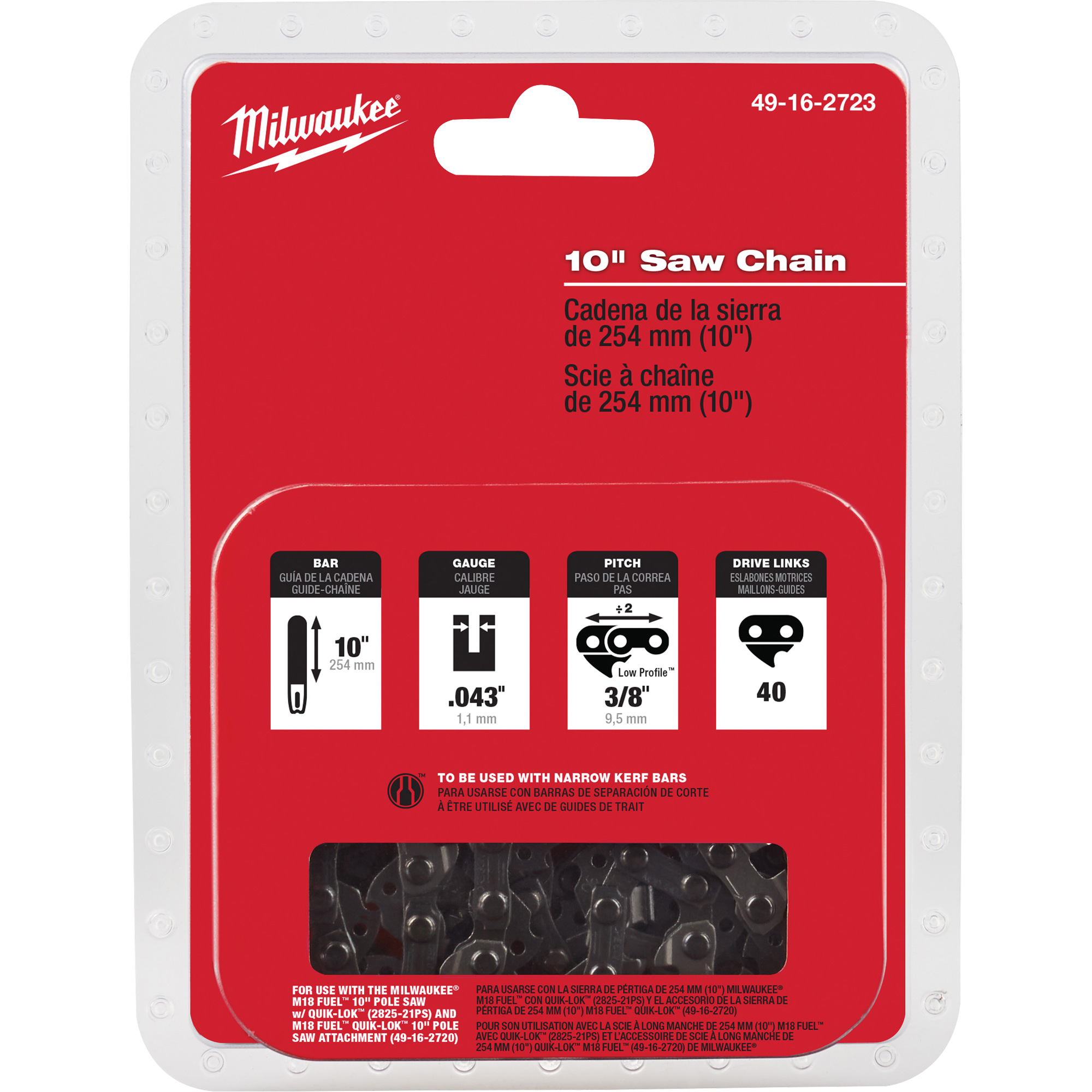 Chaîne de scie M18 FuelMC 10"